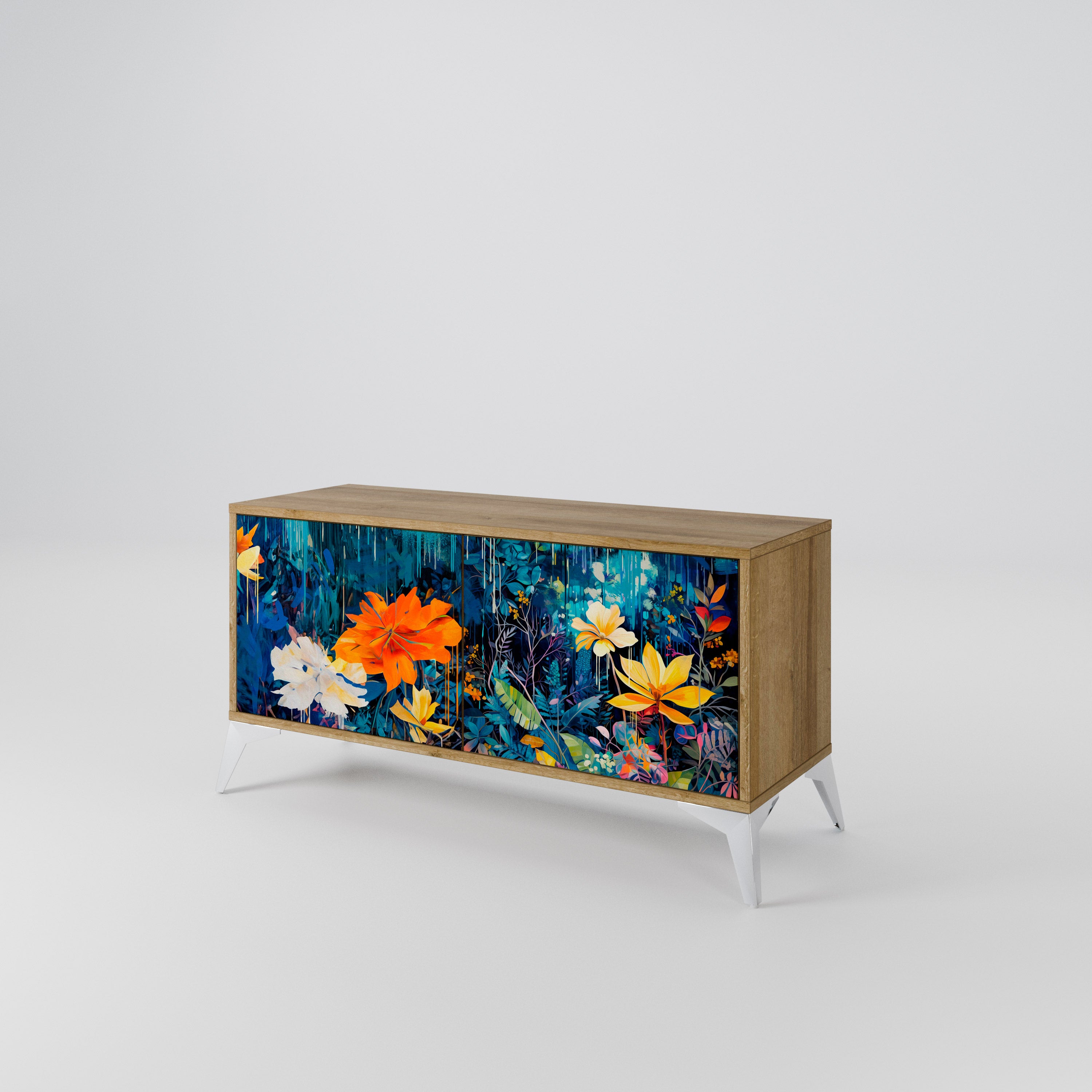 MIDNIGHT BLOSSOM Mueble de TV Compacto de 2 puertas