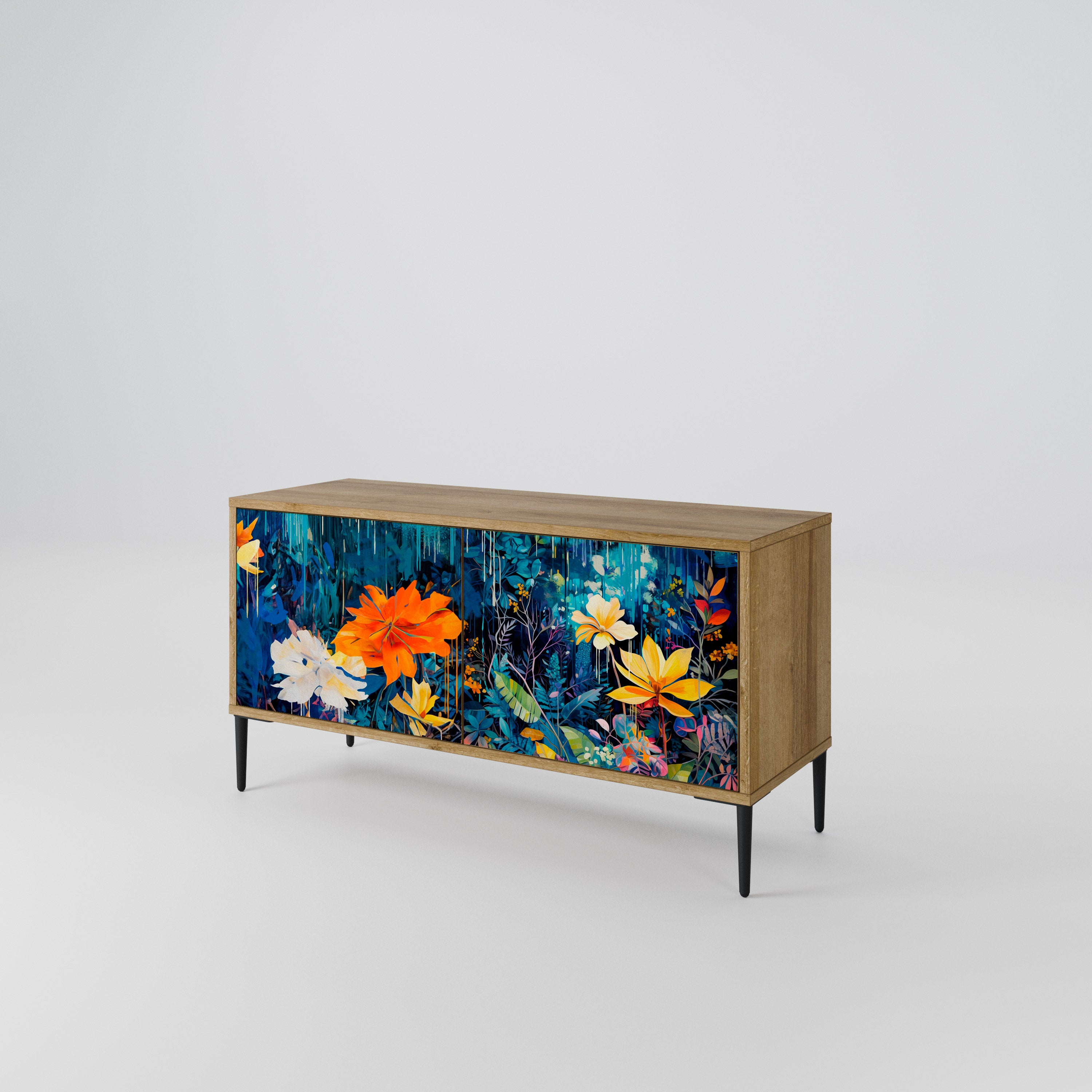 MIDNIGHT BLOSSOM Mueble de TV Compacto de 2 puertas