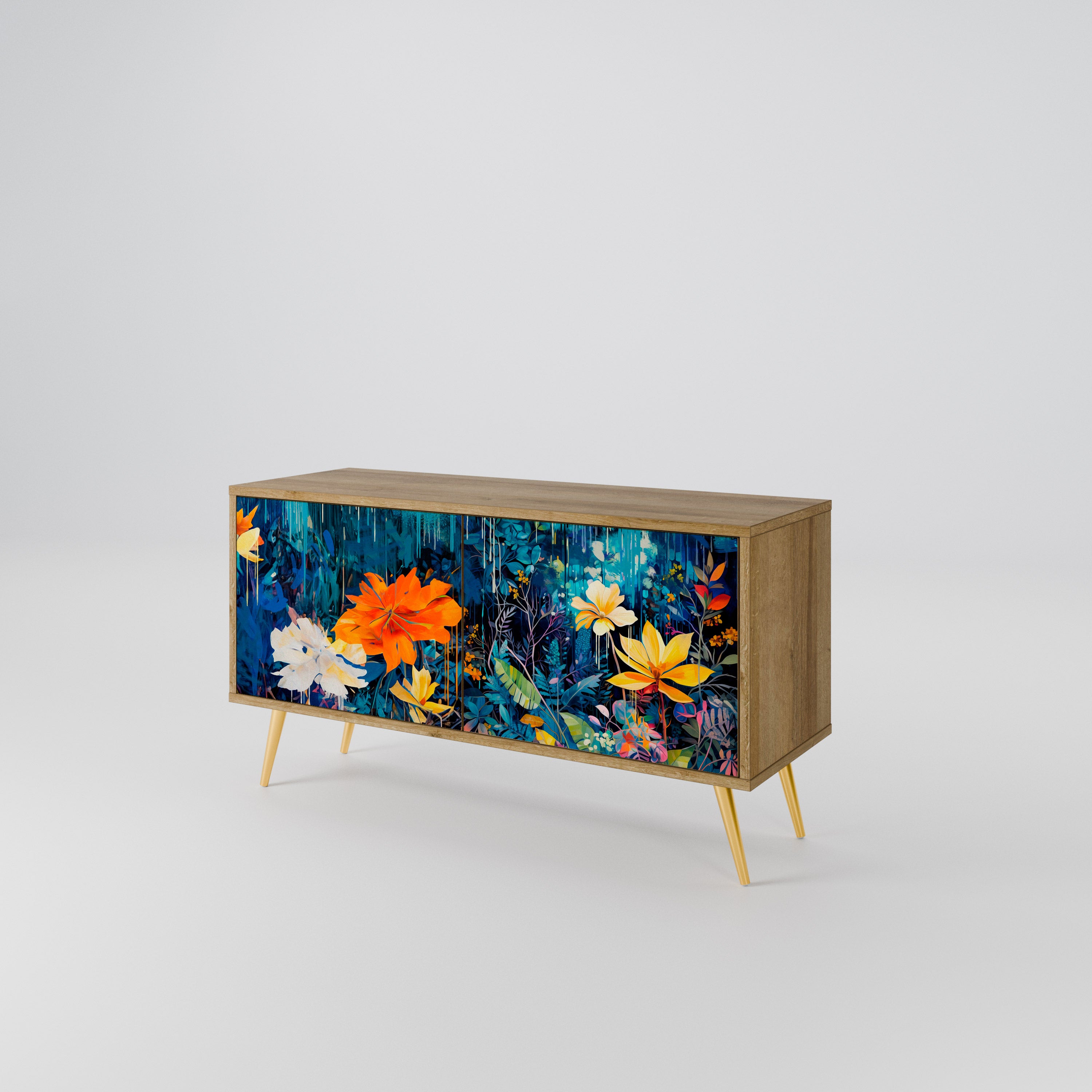 MIDNIGHT BLOSSOM Mueble de TV Compacto de 2 puertas