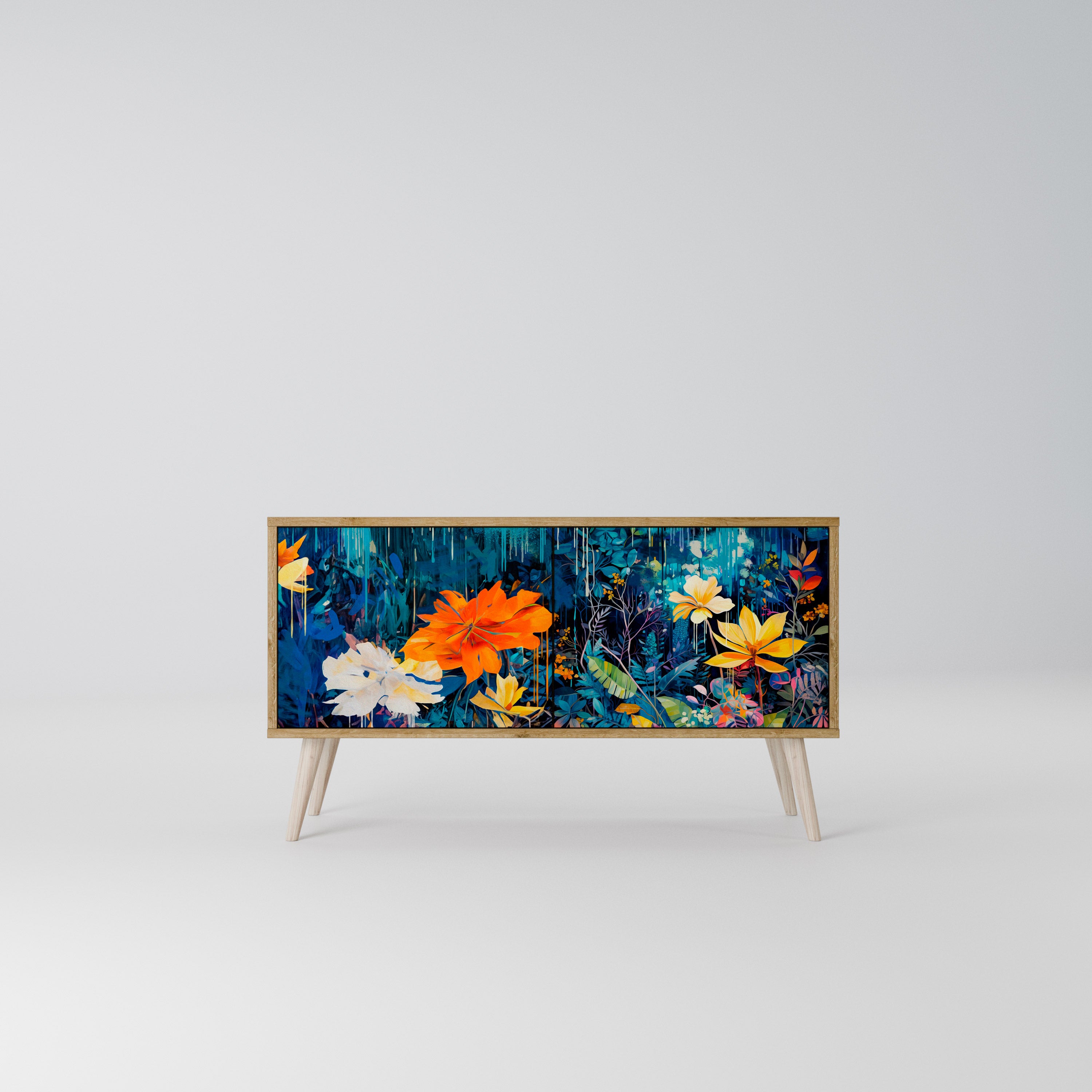 MIDNIGHT BLOSSOM Mueble de TV Compacto de 2 puertas