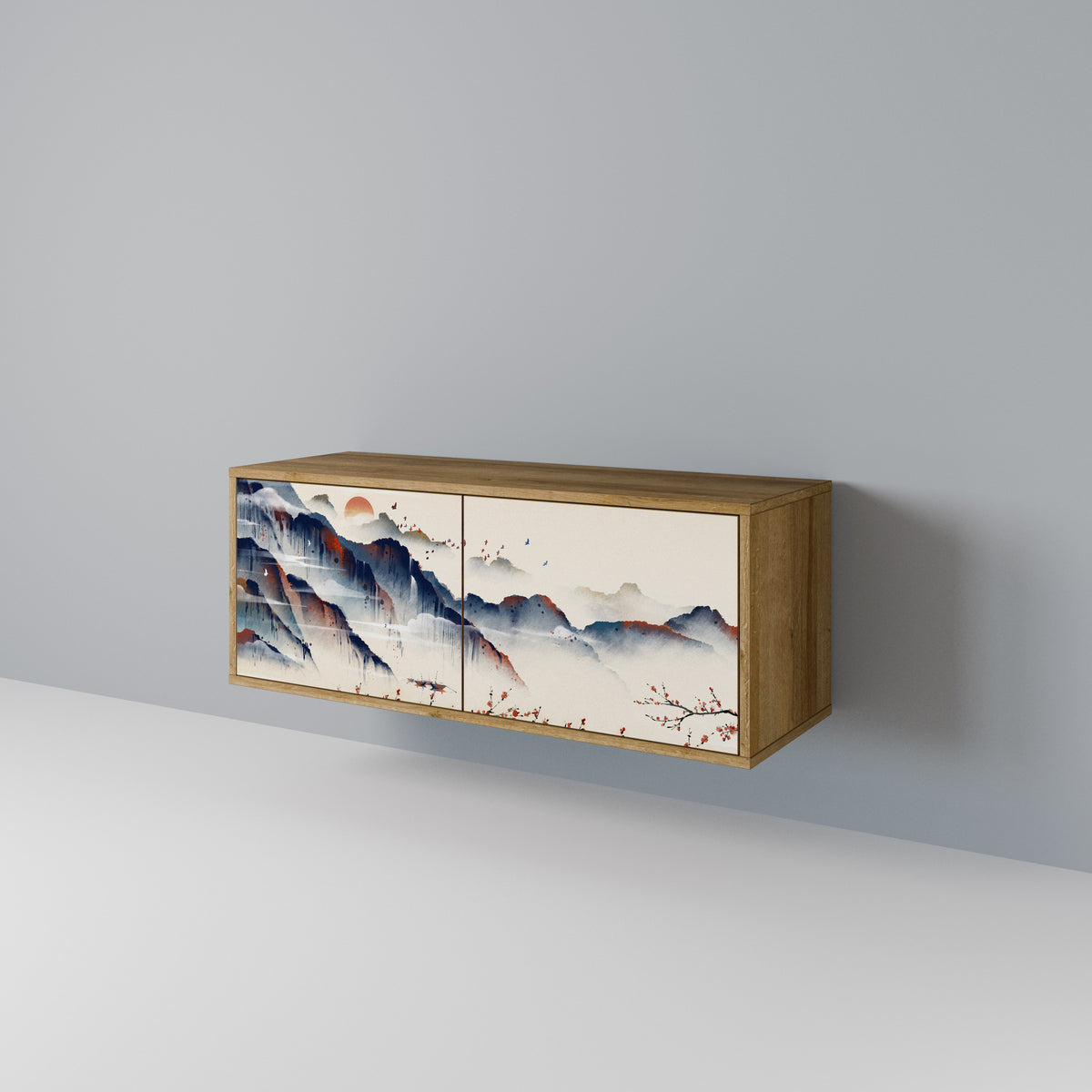 JAPANESE LANDSCAPE Mueble de TV Compacto de 2 puertas