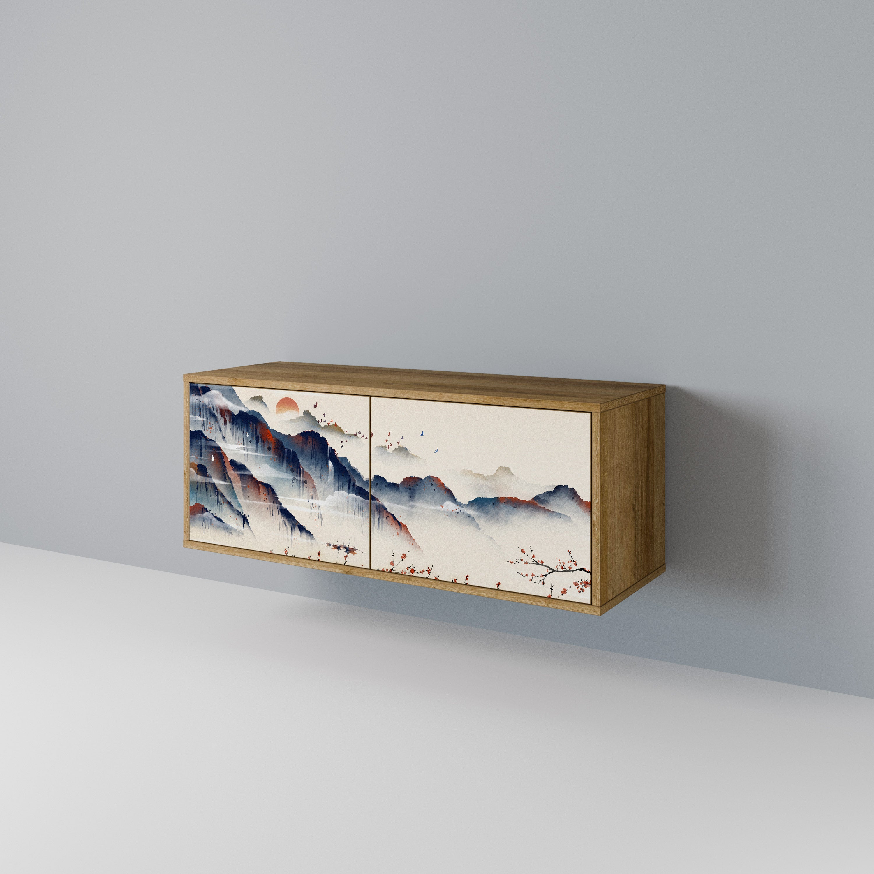 JAPANESE LANDSCAPE Mueble de TV Compacto de 2 puertas