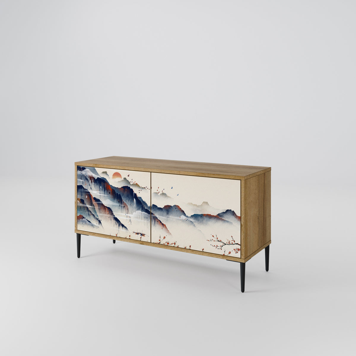 JAPANESE LANDSCAPE Compact 2-Door TV Cabinet