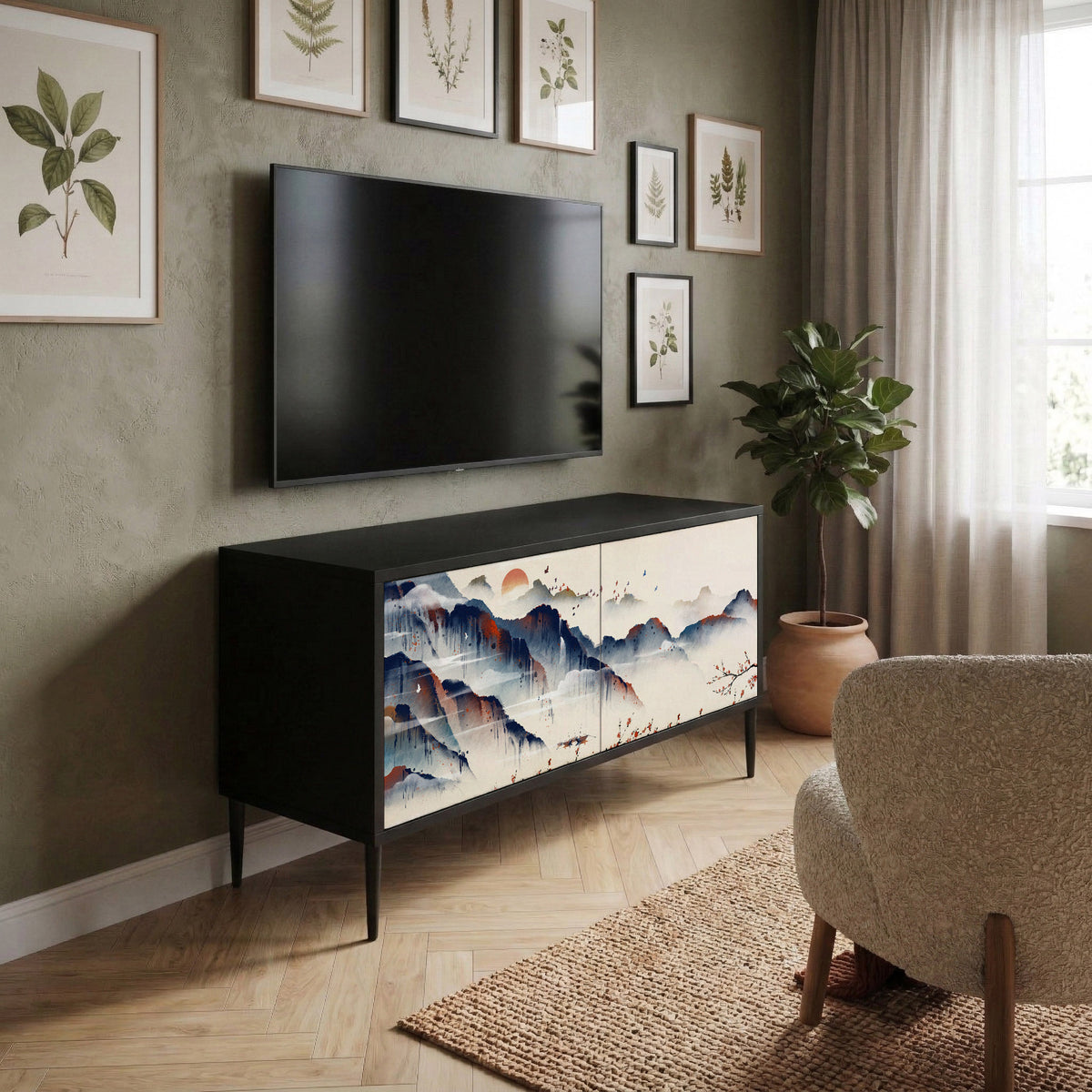JAPANESE LANDSCAPE Mueble de TV Compacto de 2 puertas