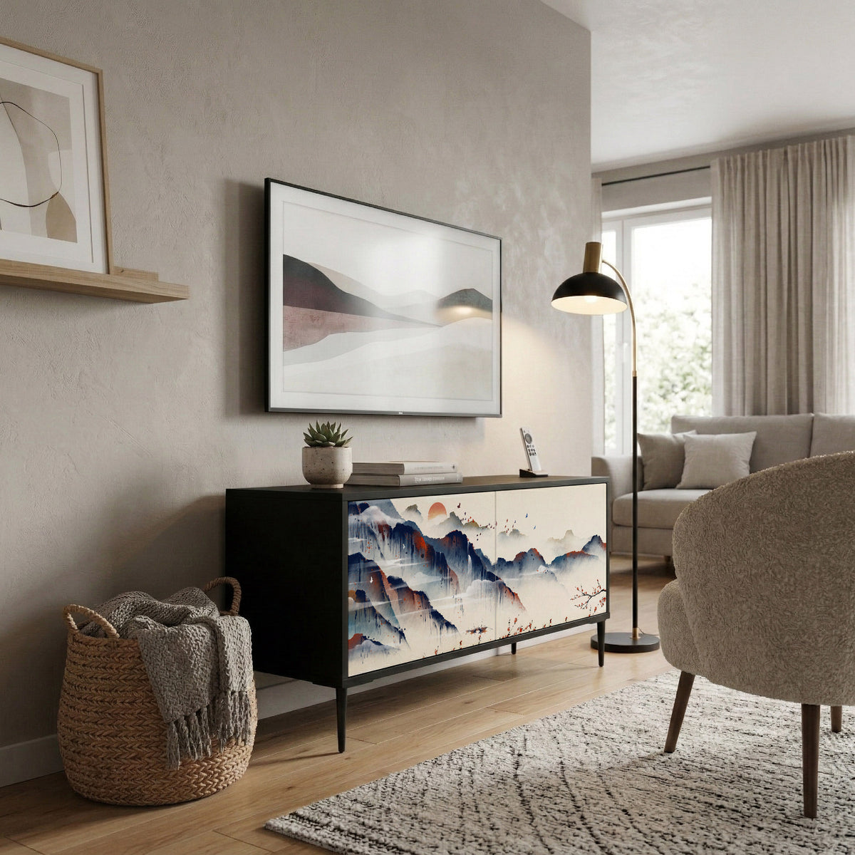 JAPANESE LANDSCAPE Mueble de TV Compacto de 2 puertas