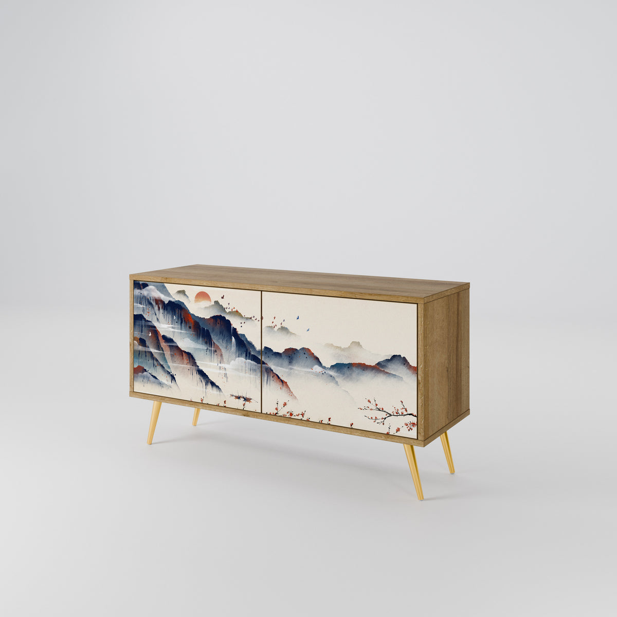 JAPANESE LANDSCAPE Compact 2-Door TV Cabinet