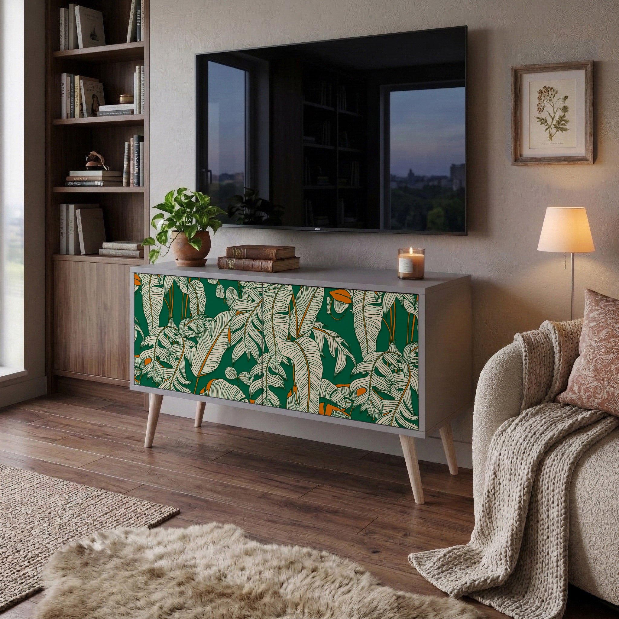 VERDANT PLEASURES Mueble de TV Compacto de 2 puertas