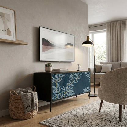 BLUE LEAVES Mueble de TV Compacto de 2 puertas