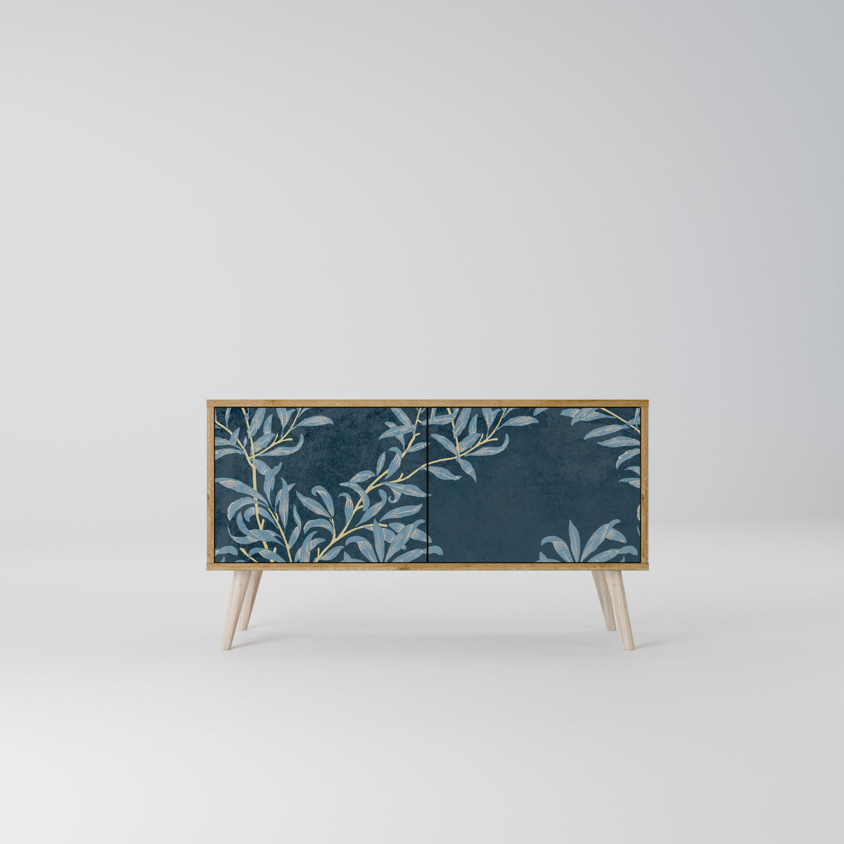 BLUE LEAVES Mueble de TV Compacto de 2 puertas