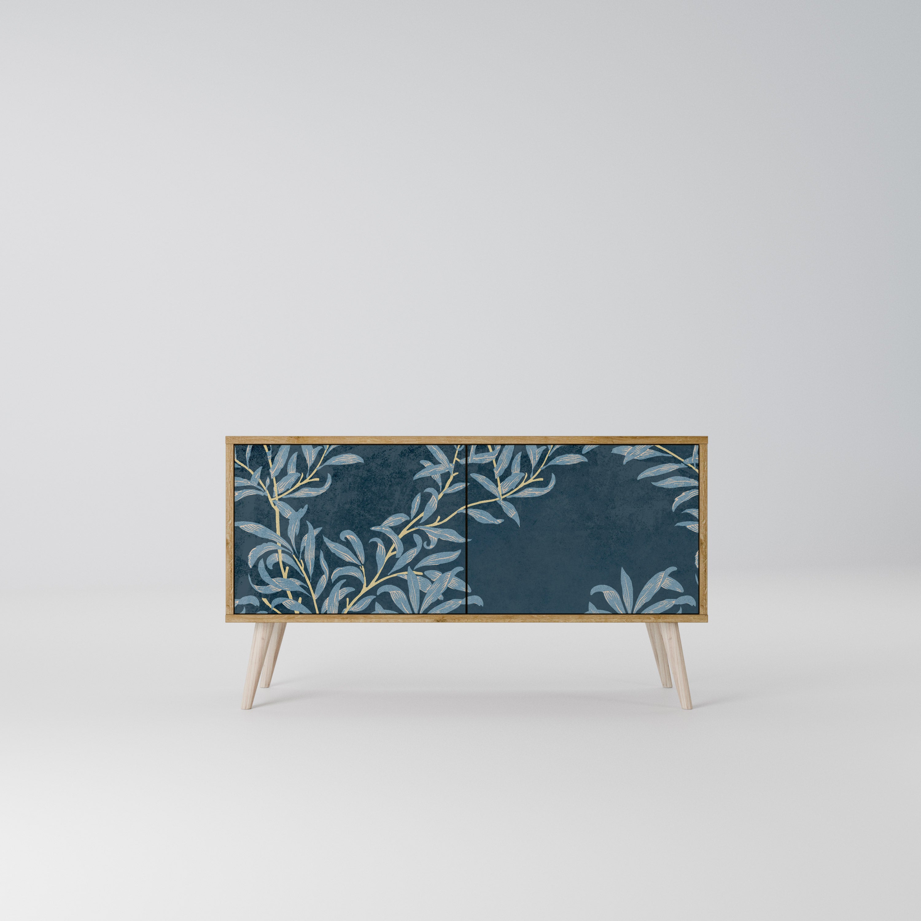 BLUE LEAVES Mueble de TV Compacto de 2 puertas