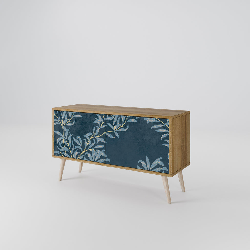 BLUE LEAVES Mueble de TV Compacto de 2 puertas