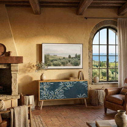 BLUE LEAVES Mueble de TV Compacto de 2 puertas