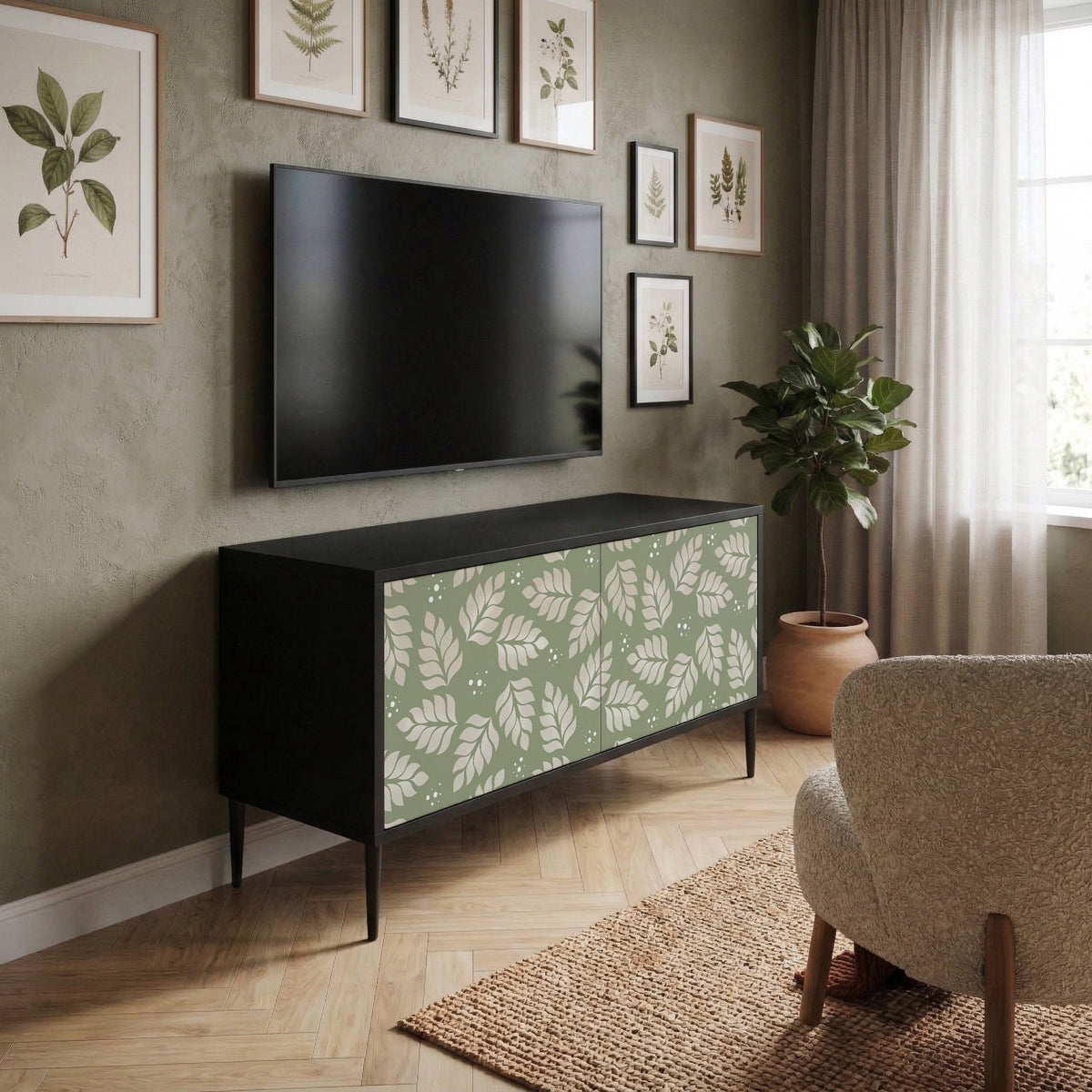 LEAVES ON GREEN Mueble de TV Compacto de 2 puertas