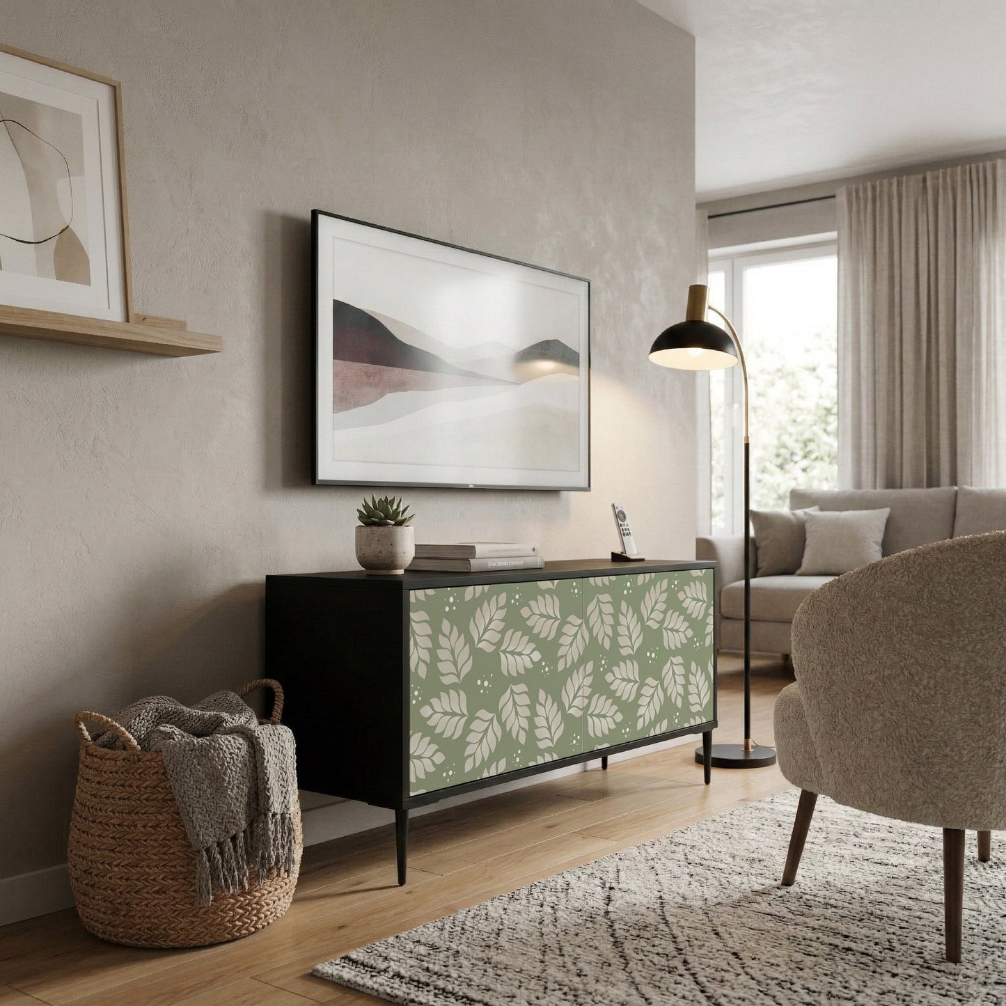 LEAVES ON GREEN Mueble de TV Compacto de 2 puertas