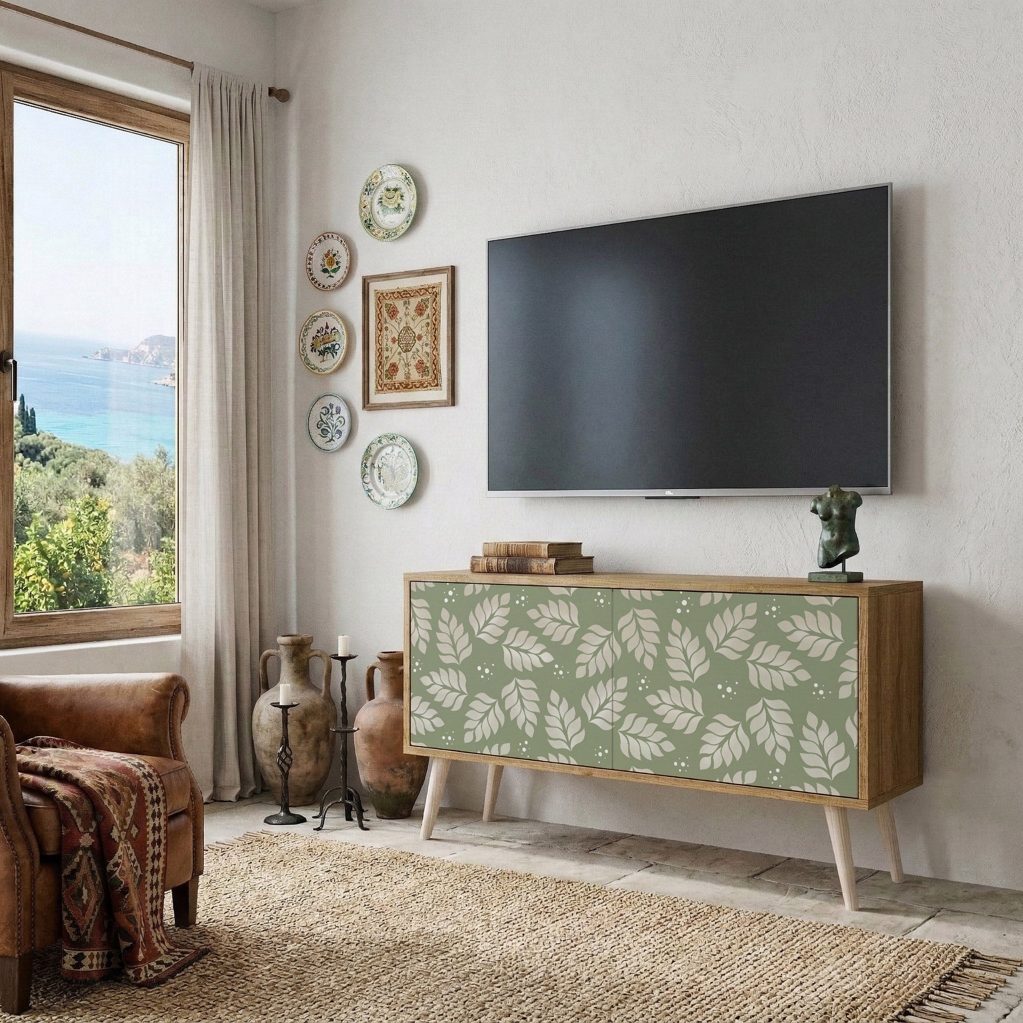 LEAVES ON GREEN Mueble de TV Compacto de 2 puertas