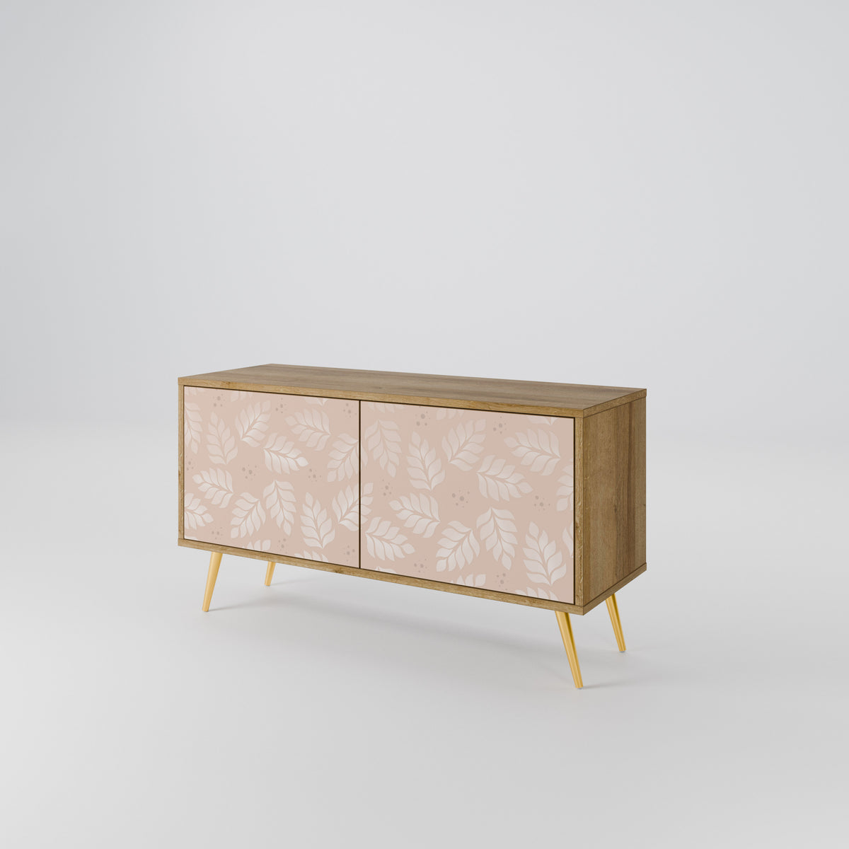 LEAVES ON BEIGE Mueble de TV Compacto de 2 puertas