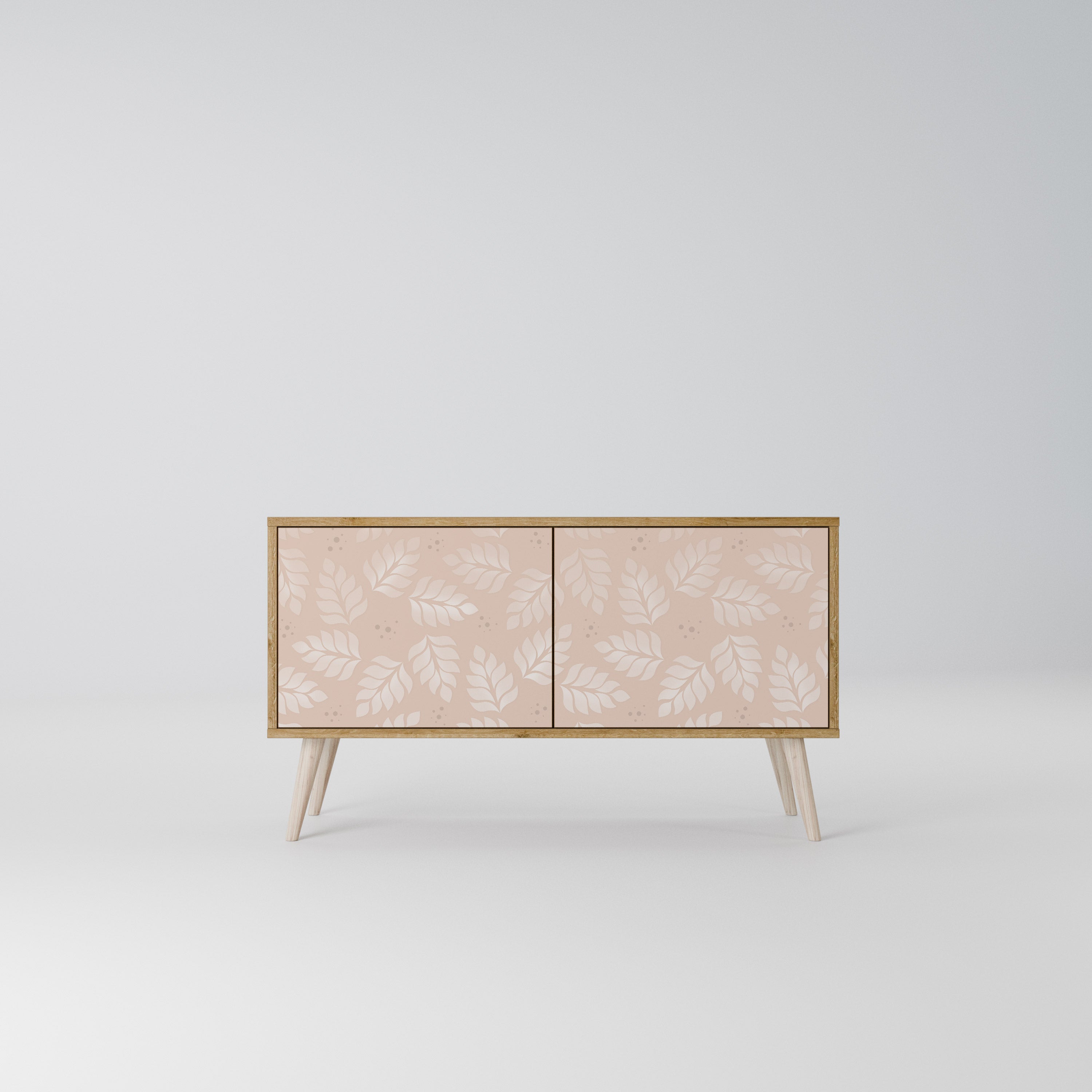 LEAVES ON BEIGE Mueble de TV Compacto de 2 puertas