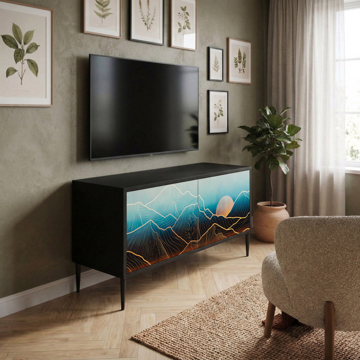 LUNAR SECRETS Mueble de TV Compacto de 2 puertas
