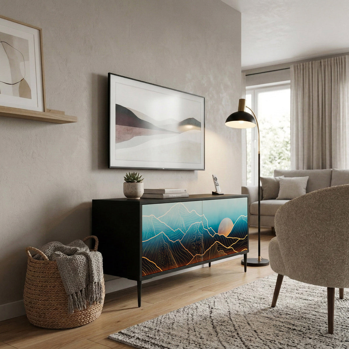 LUNAR SECRETS Mueble de TV Compacto de 2 puertas