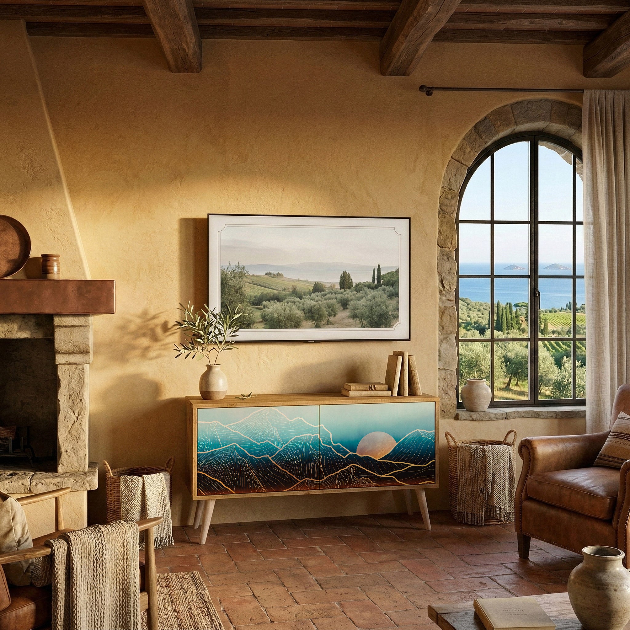 LUNAR SECRETS Mueble de TV Compacto de 2 puertas