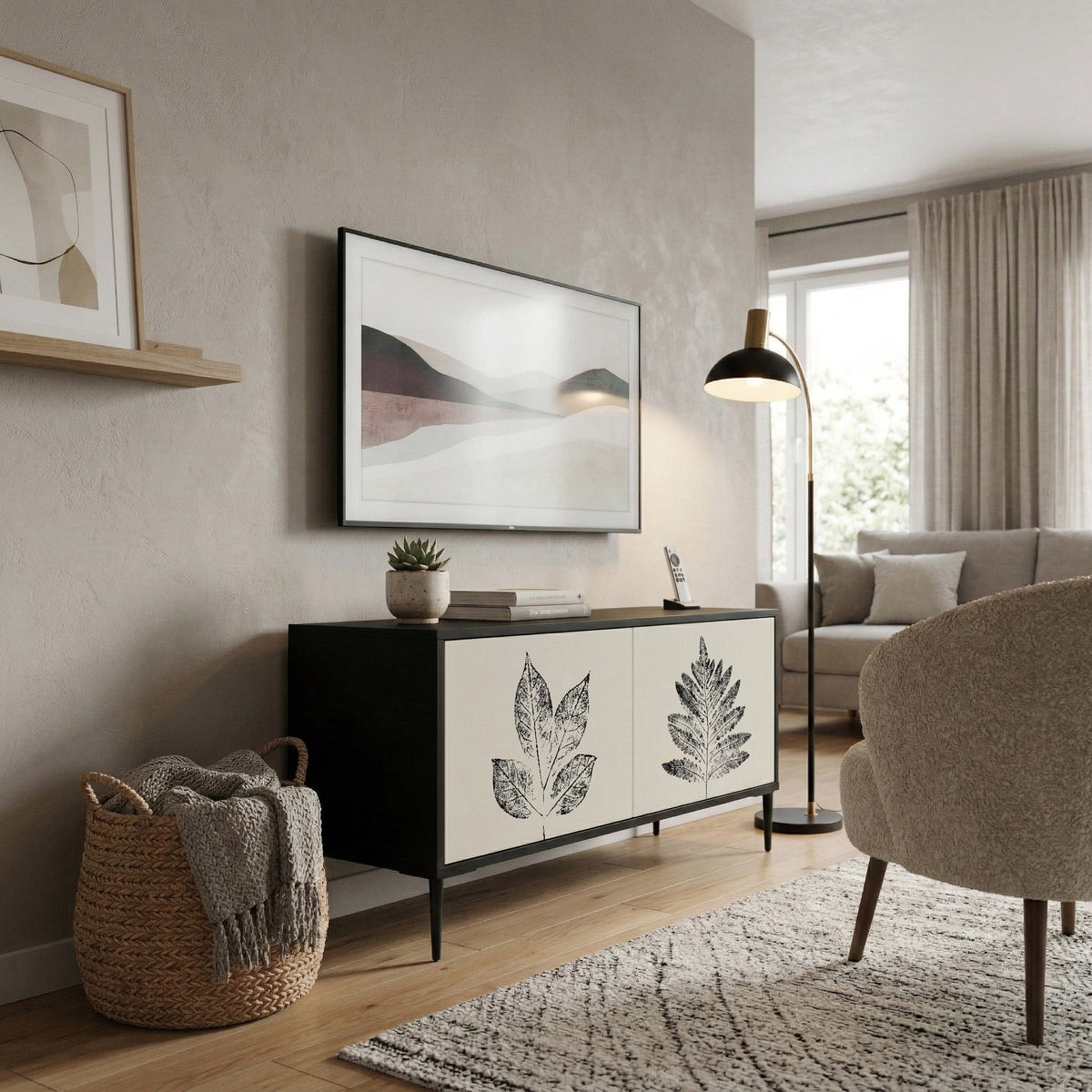 LEAFY STAMPS Mueble de TV Compacto de 2 puertas