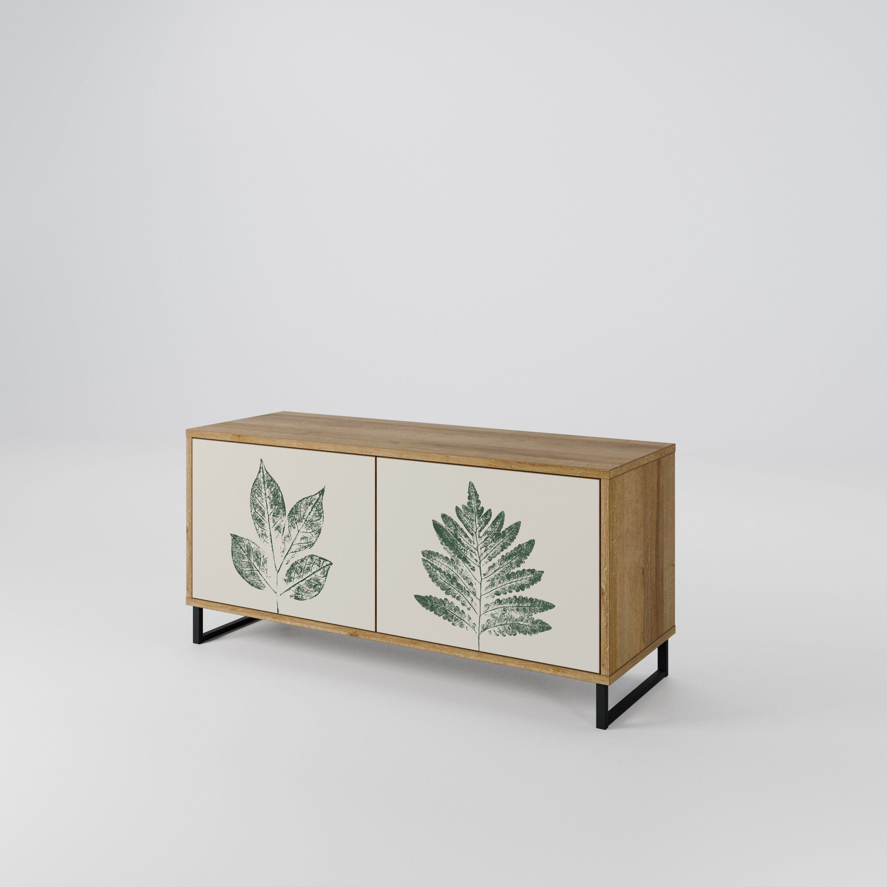 GREEN LEAFY STAMPS Compact 2-Door TV Cabinet