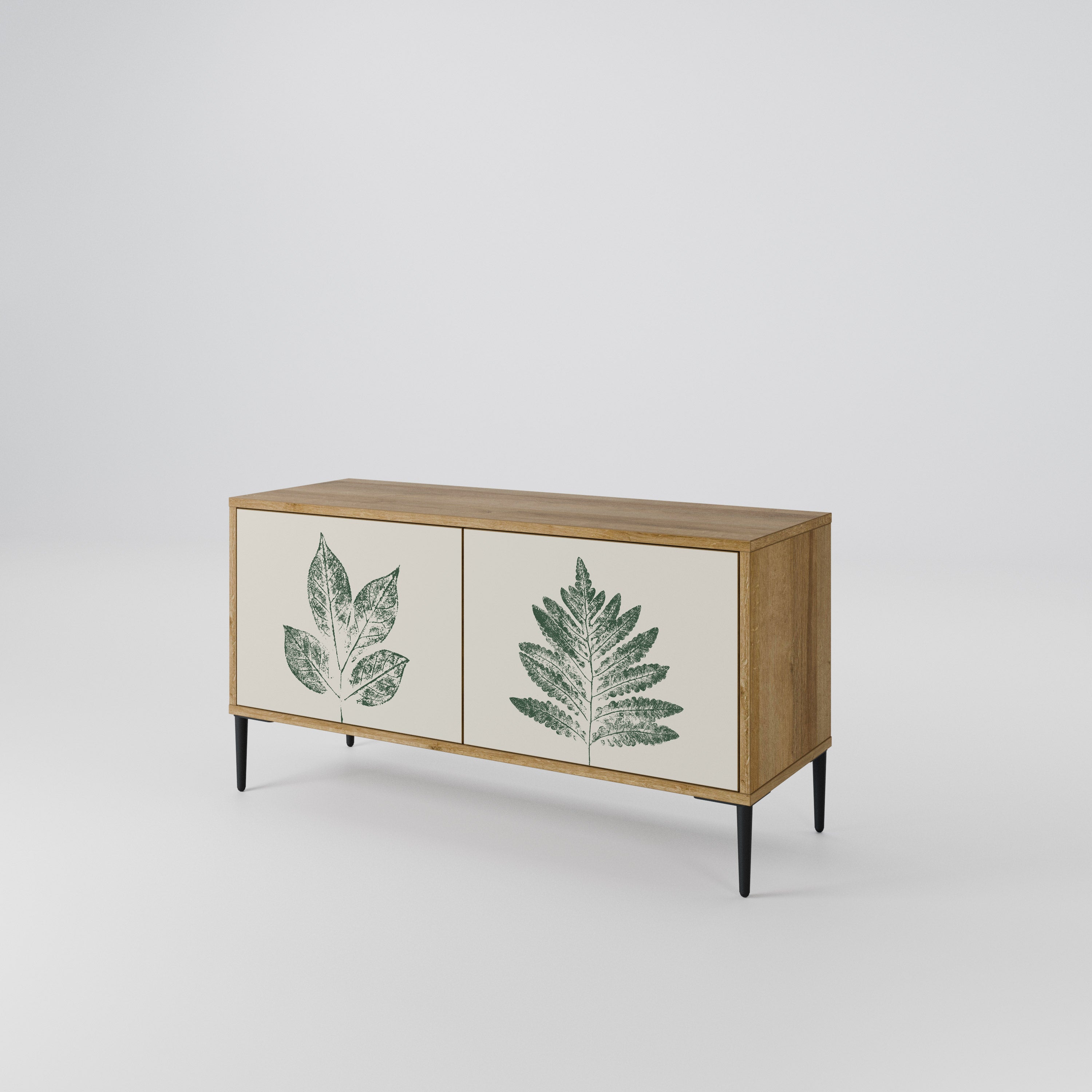 GREEN LEAFY STAMPS Compact 2-Door TV Cabinet
