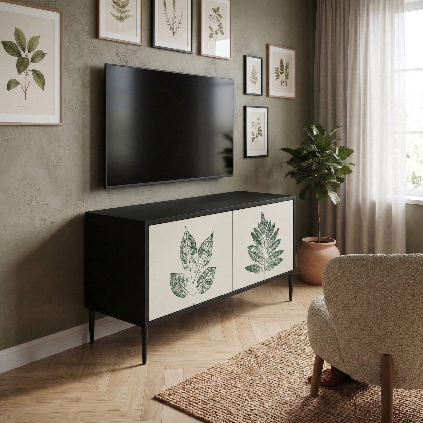 GREEN LEAFY STAMPS Mueble de TV Compacto de 2 puertas