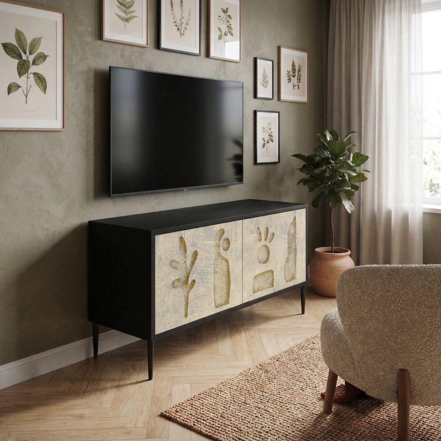 SAND SCULPTURES Mueble de TV Compacto de 2 puertas