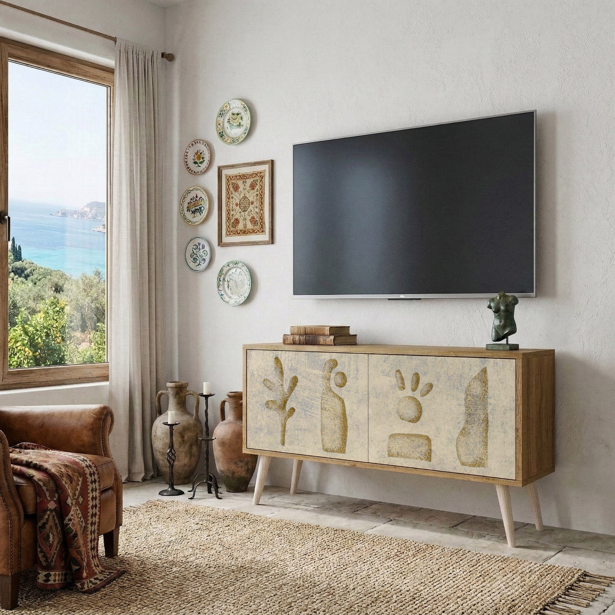 SAND SCULPTURES Mueble de TV Compacto de 2 puertas