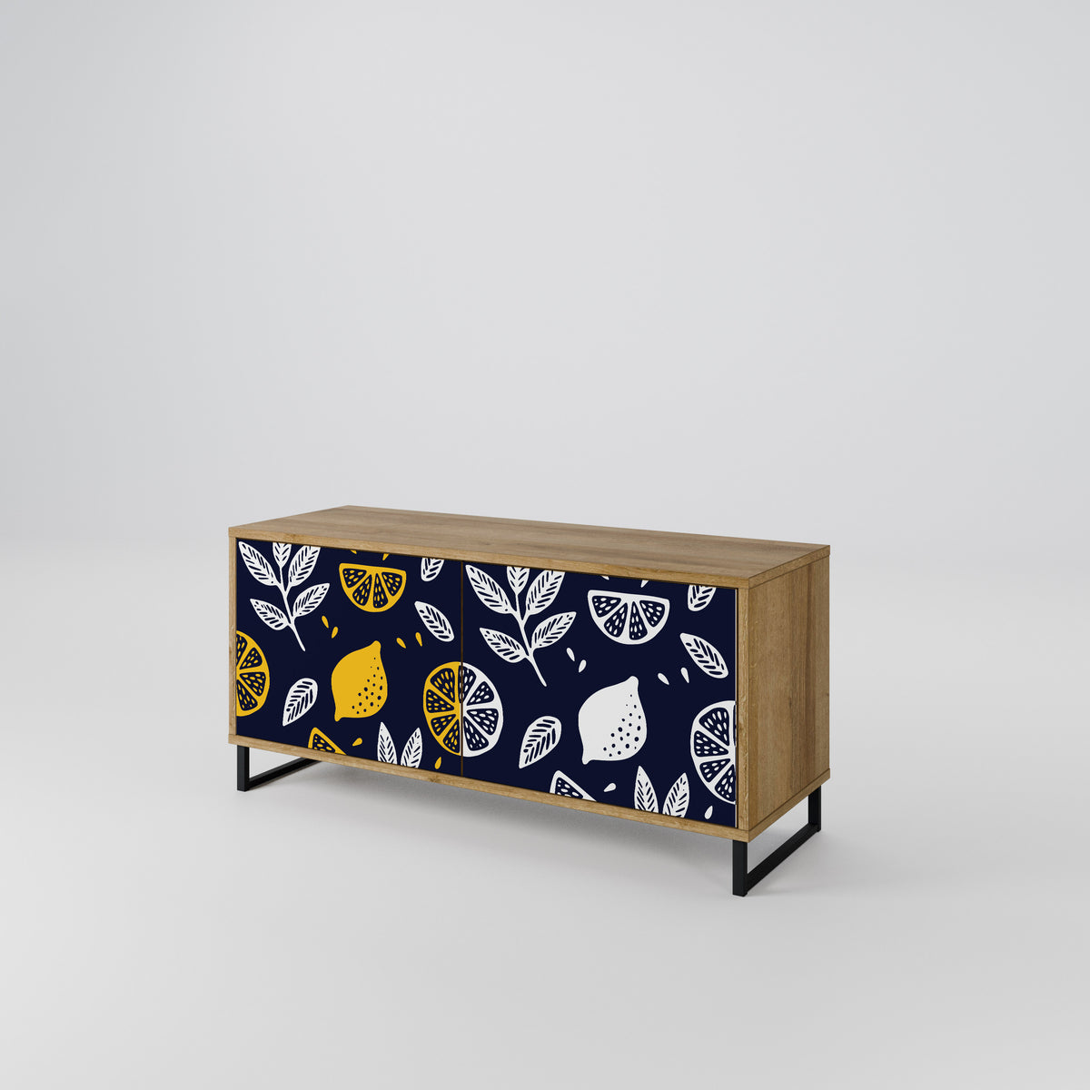 CITRUS BLACK AND WHITE Mueble de TV Compacto de 2 puertas