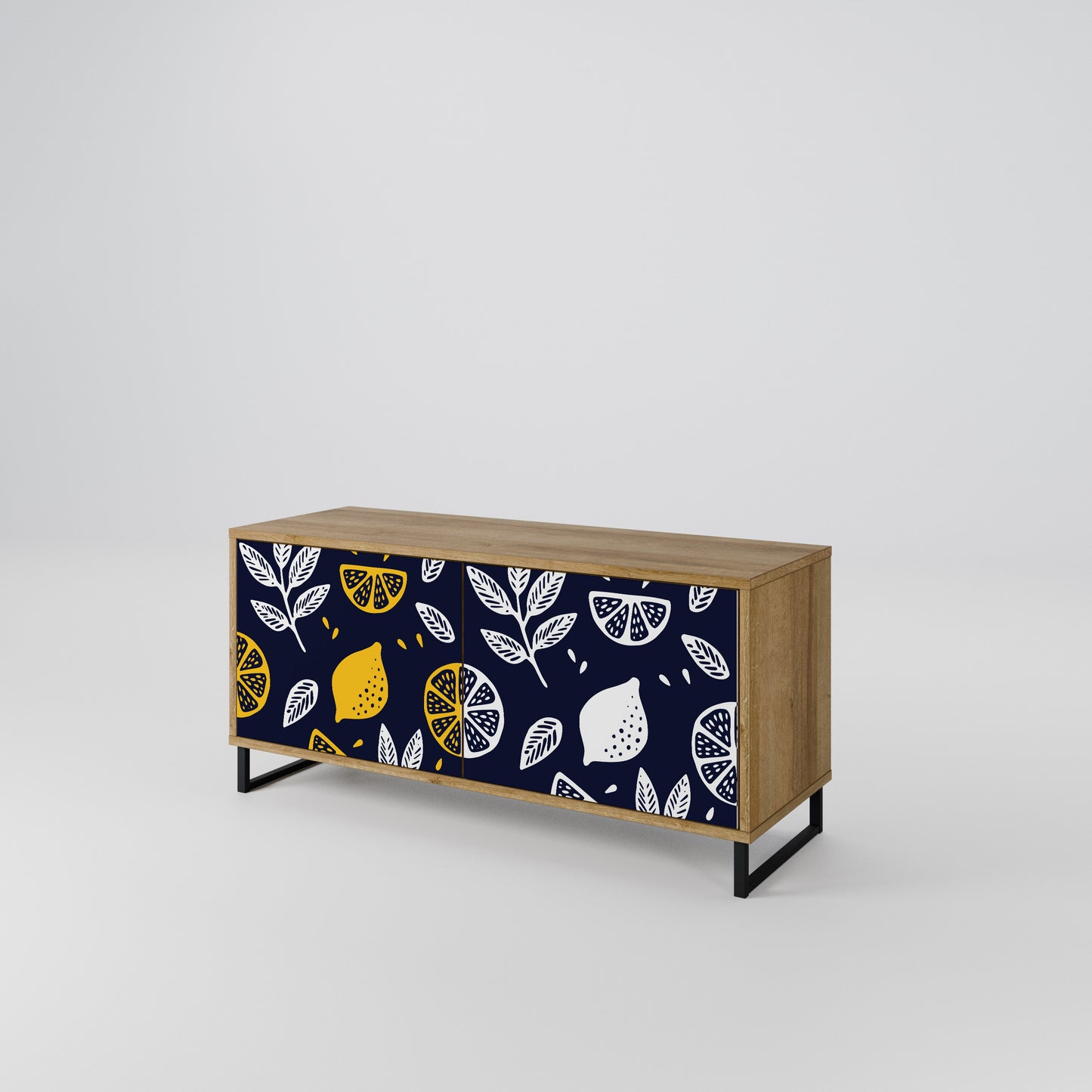 CITRUS BLACK AND WHITE Mueble de TV Compacto de 2 puertas
