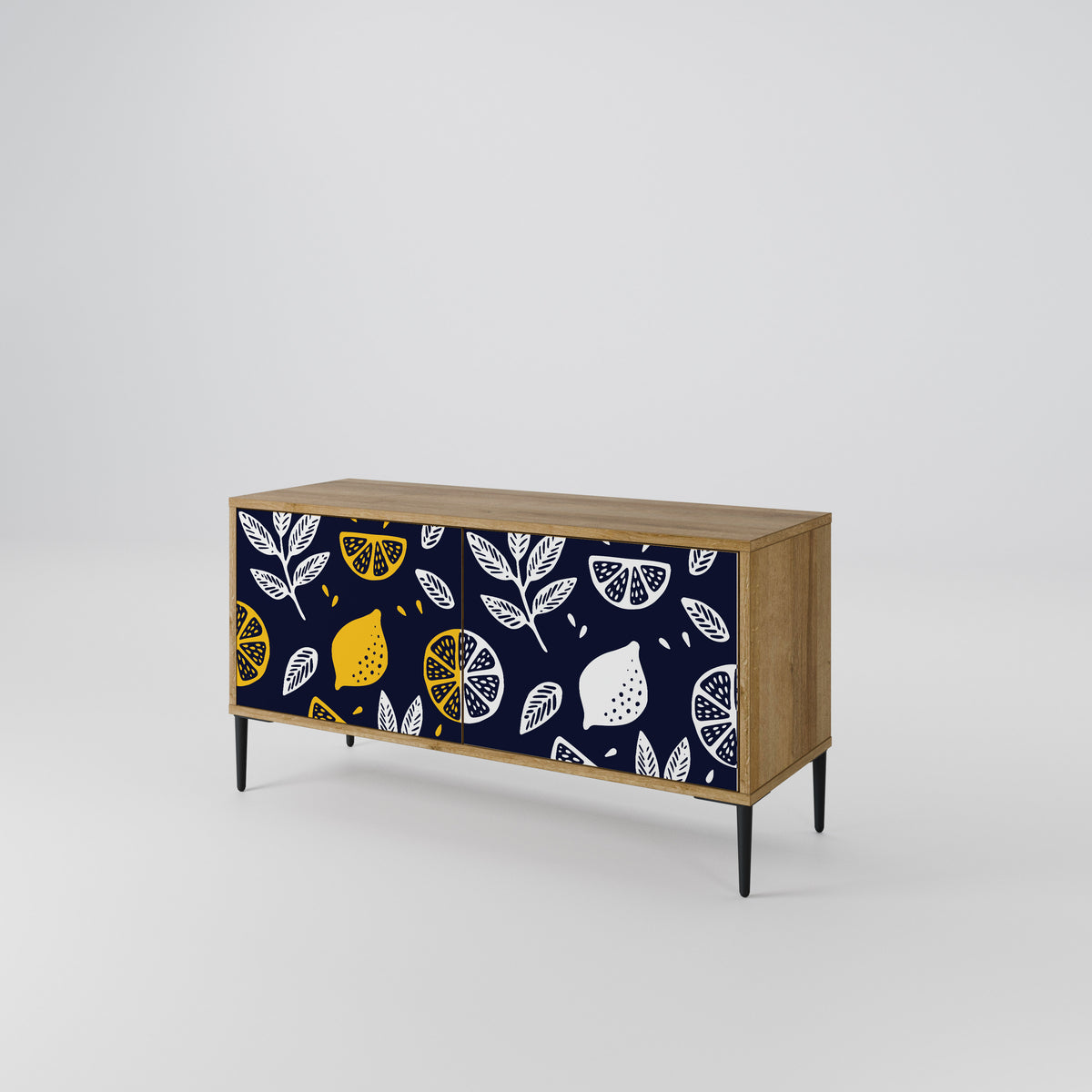 CITRUS BLACK AND WHITE Mueble de TV Compacto de 2 puertas