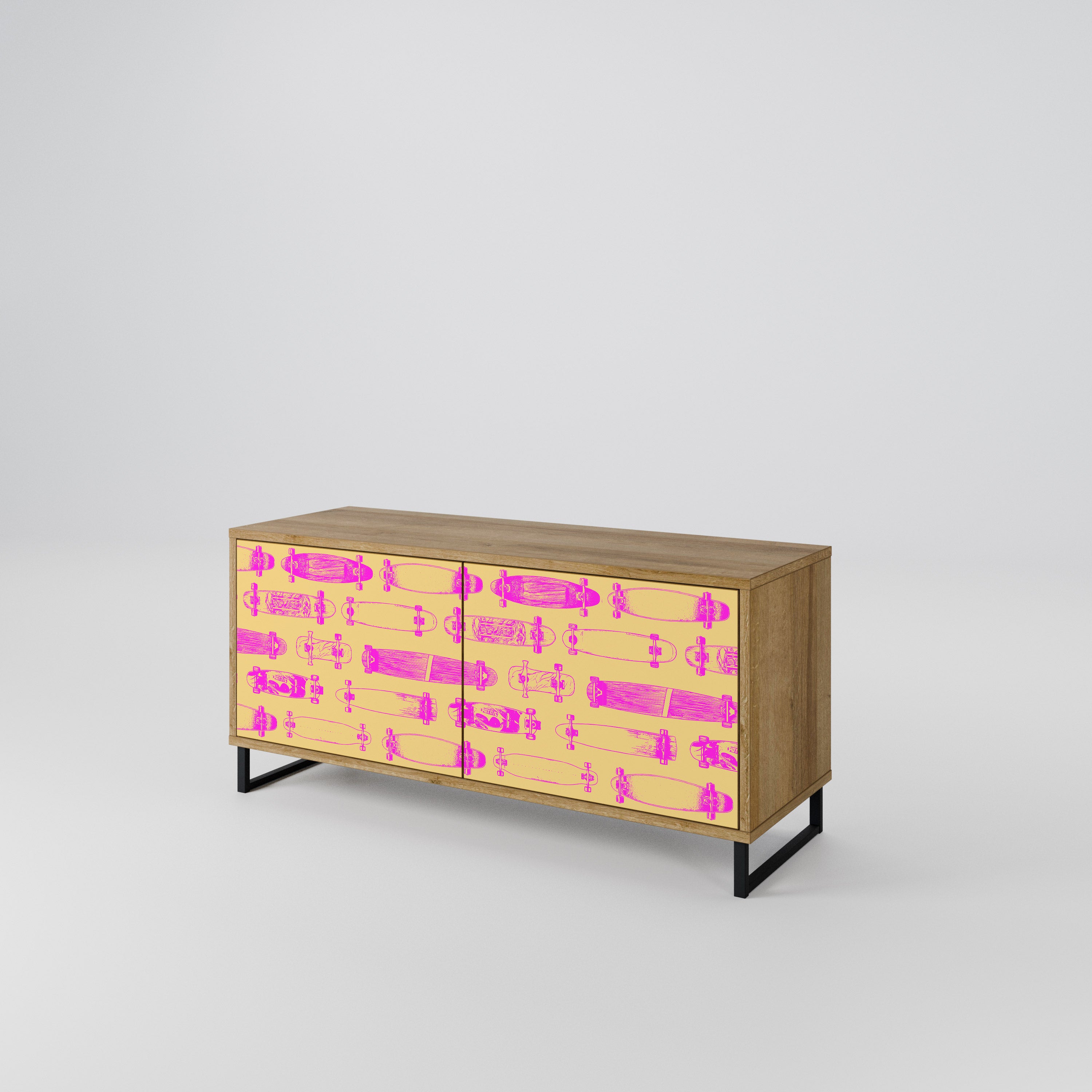 SKATEBOARD ARTISTRY Compact 2-Door TV Cabinet