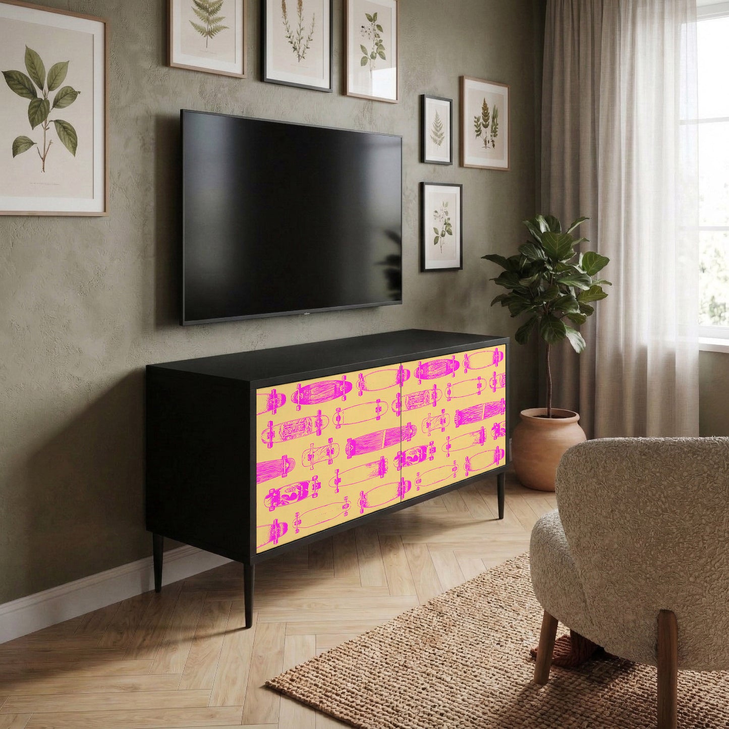 SKATEBOARD ARTISTRY Mueble de TV Compacto de 2 puertas