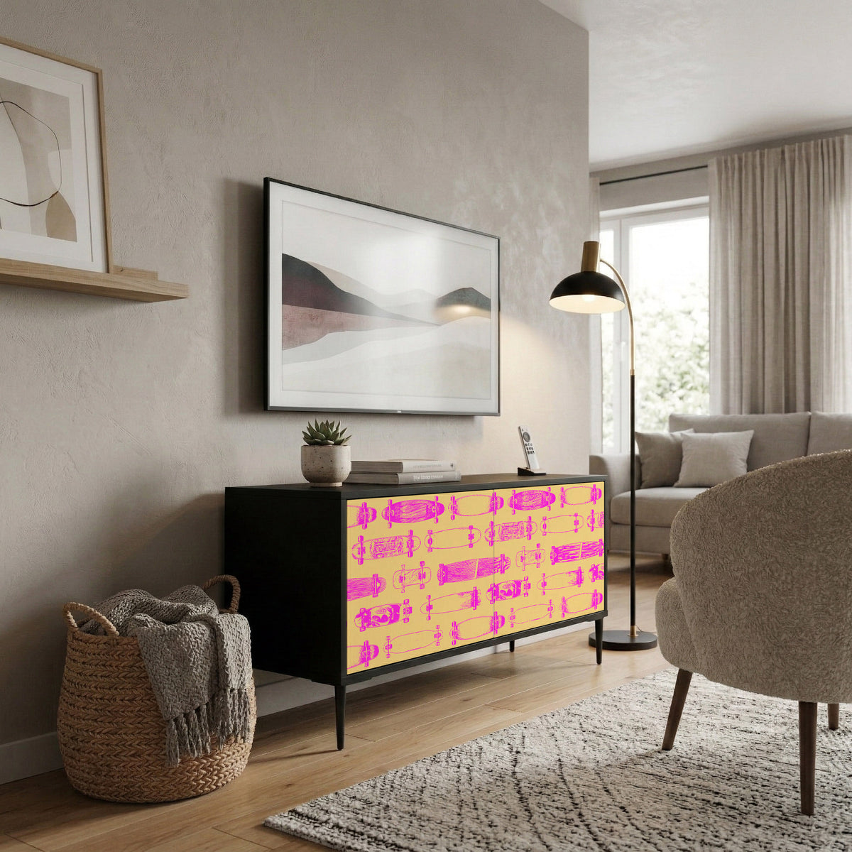 SKATEBOARD ARTISTRY Mueble de TV Compacto de 2 puertas