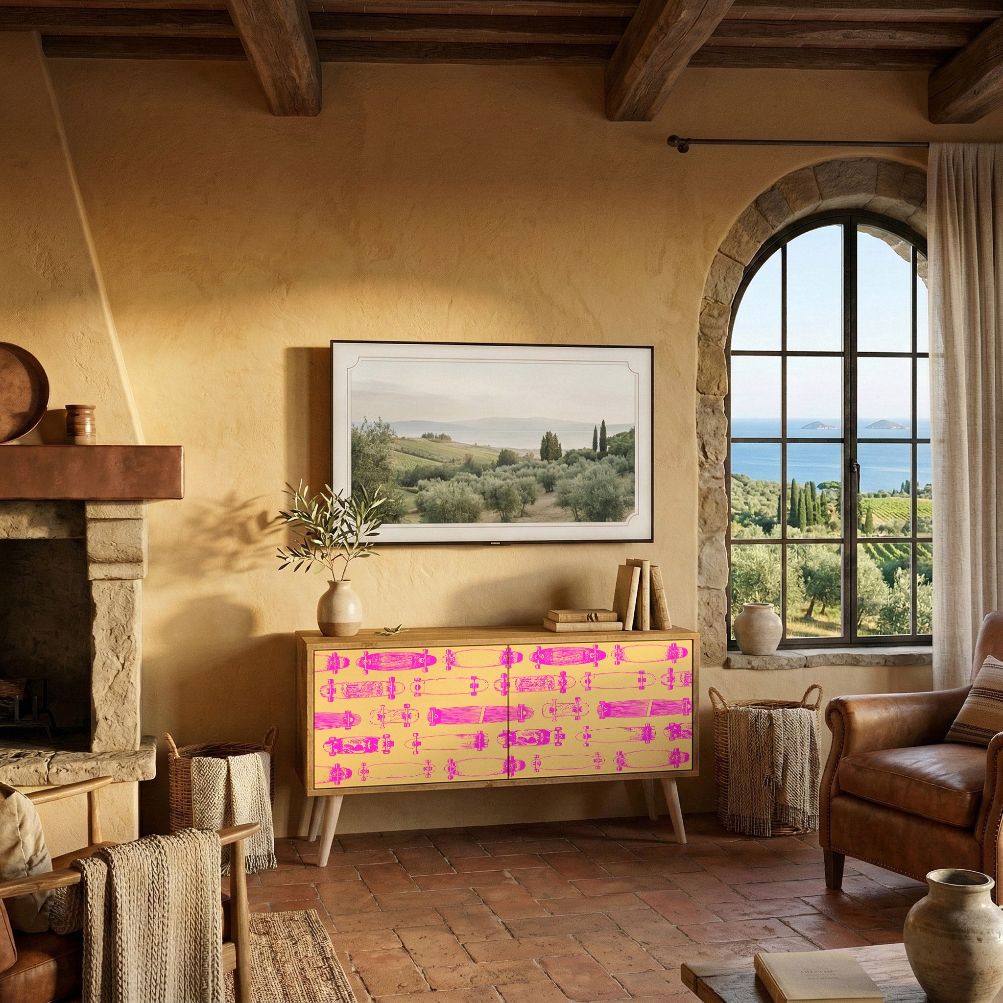 SKATEBOARD ARTISTRY Mueble de TV Compacto de 2 puertas