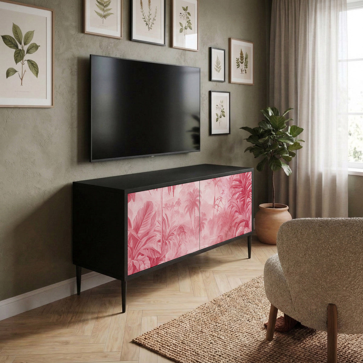 SWEET TROPICS Mueble de TV Compacto de 2 puertas