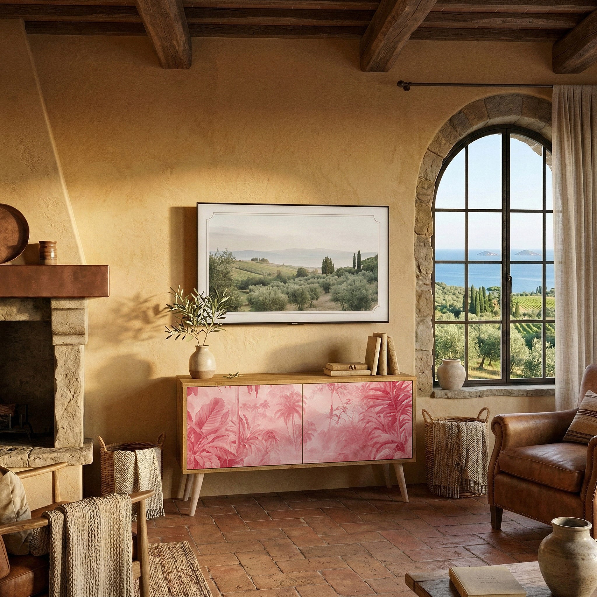 SWEET TROPICS Mueble de TV Compacto de 2 puertas