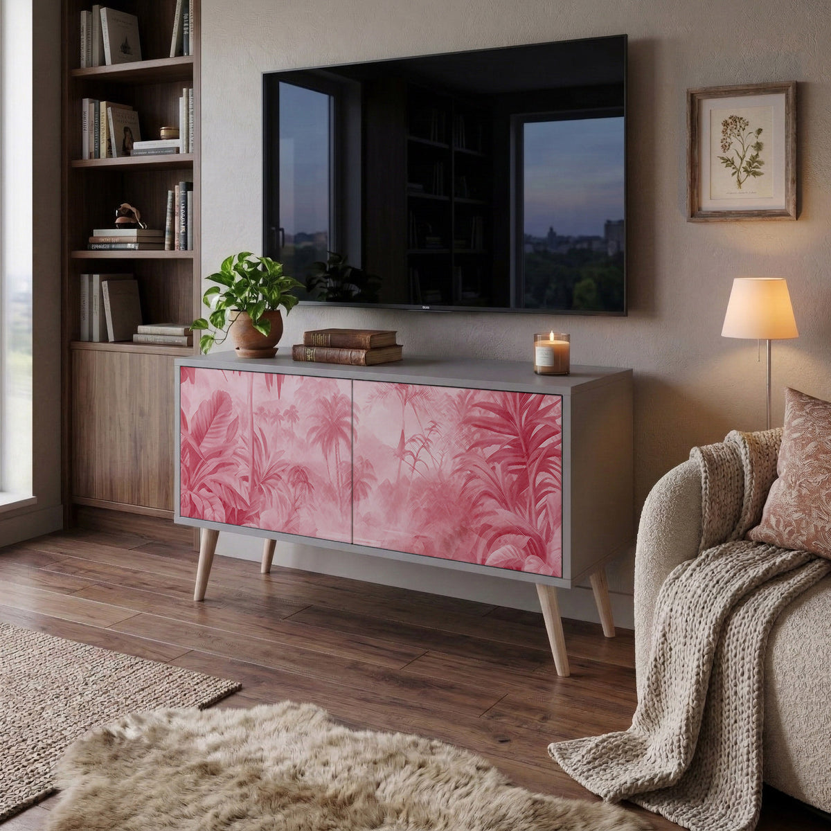 SWEET TROPICS Mueble de TV Compacto de 2 puertas