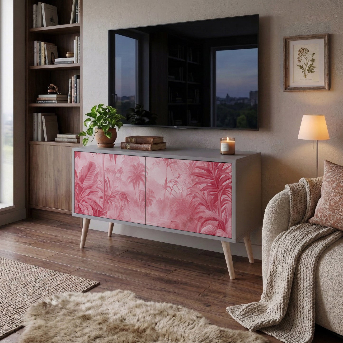 SWEET TROPICS Mueble de TV Compacto de 2 puertas