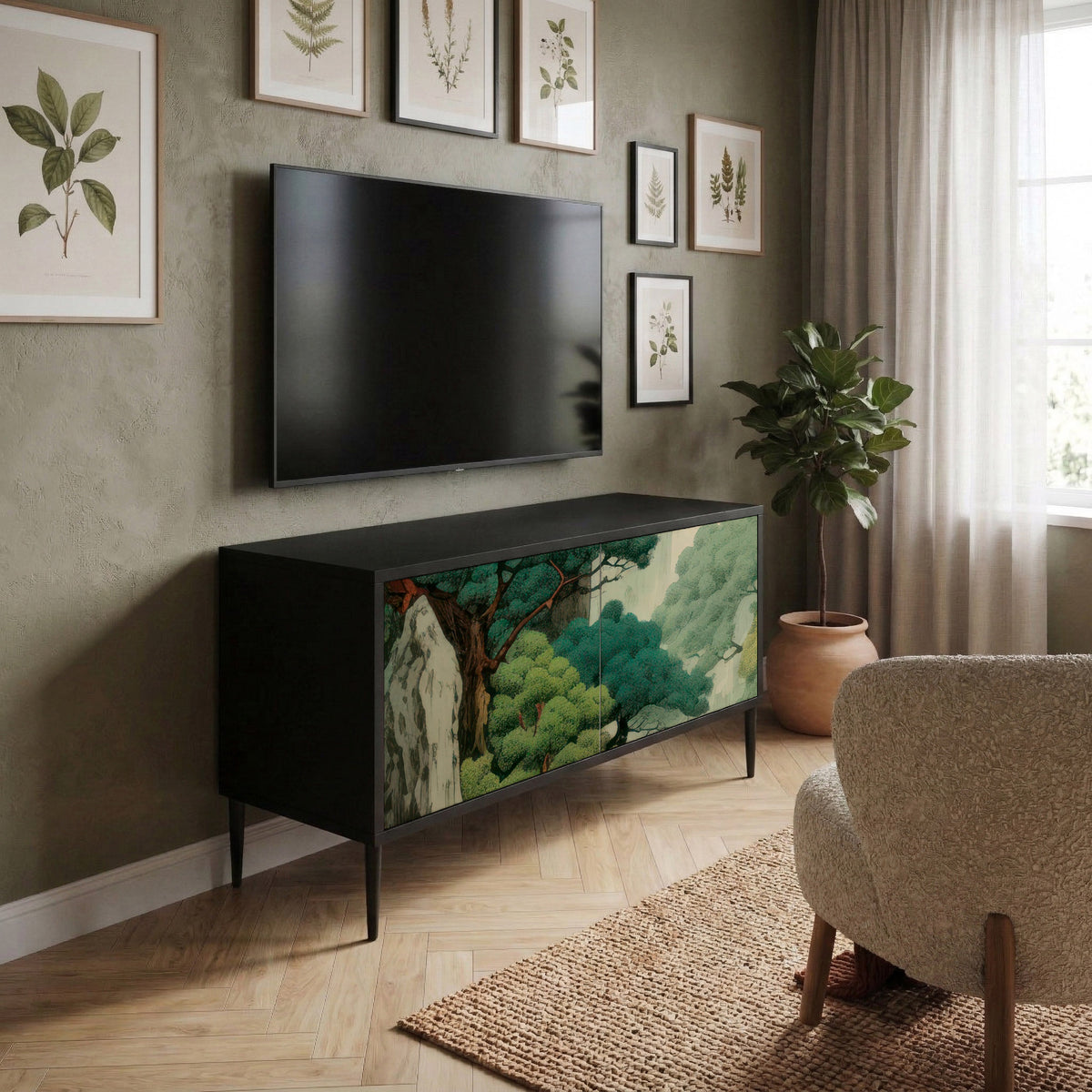 VERDURE ABYSS Mueble de TV Compacto de 2 puertas