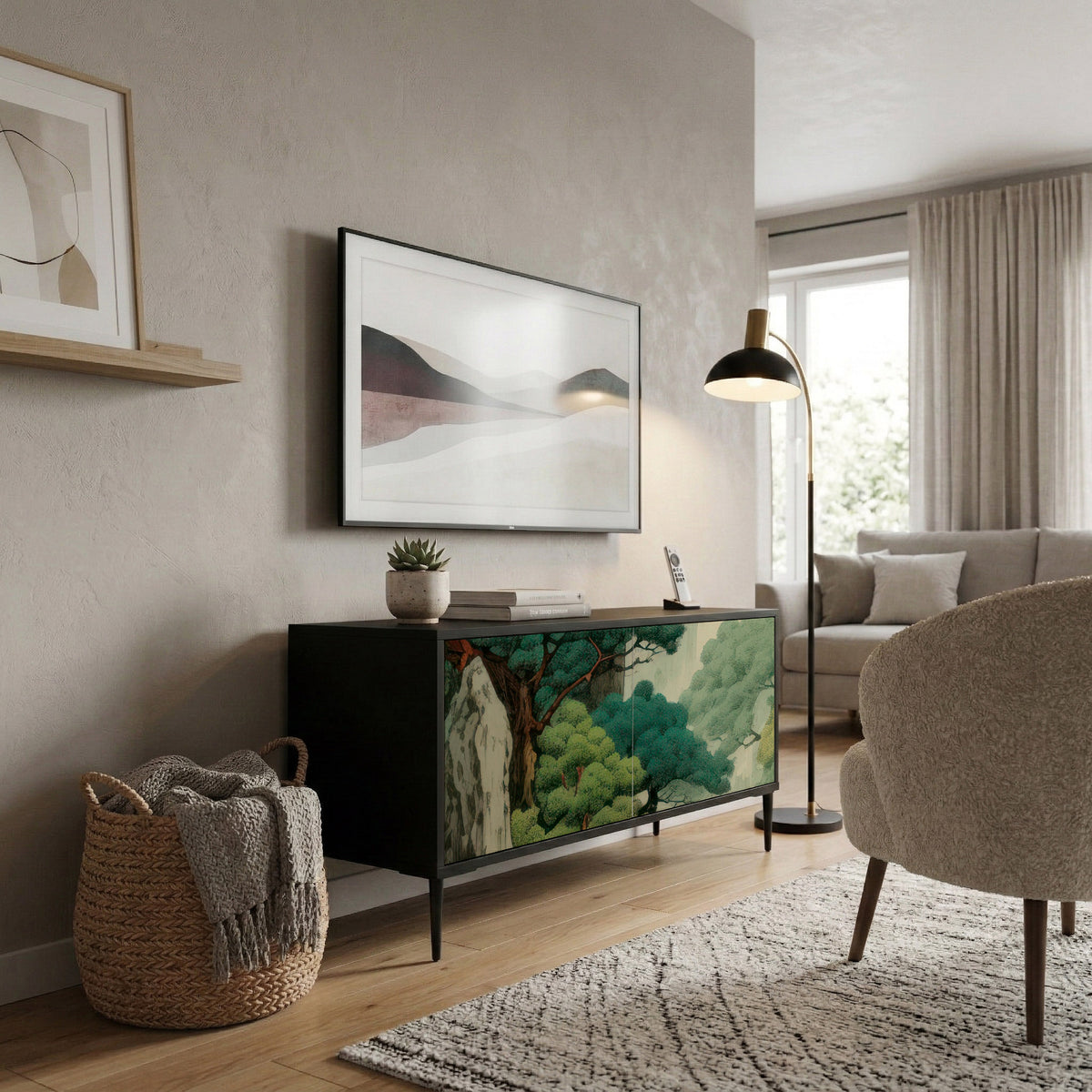 VERDURE ABYSS Mueble de TV Compacto de 2 puertas