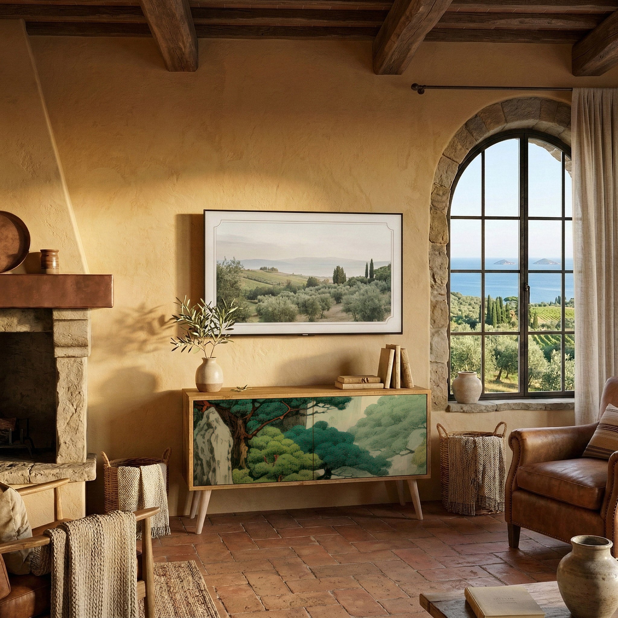 VERDURE ABYSS Mueble de TV Compacto de 2 puertas