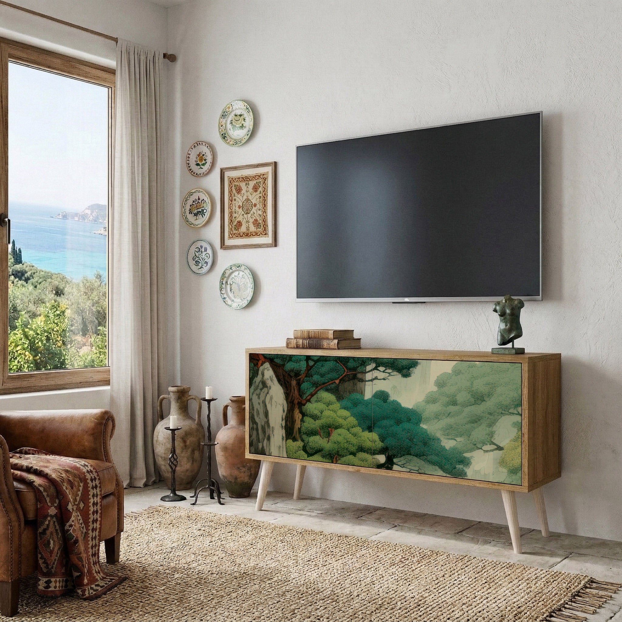 VERDURE ABYSS Mueble de TV Compacto de 2 puertas
