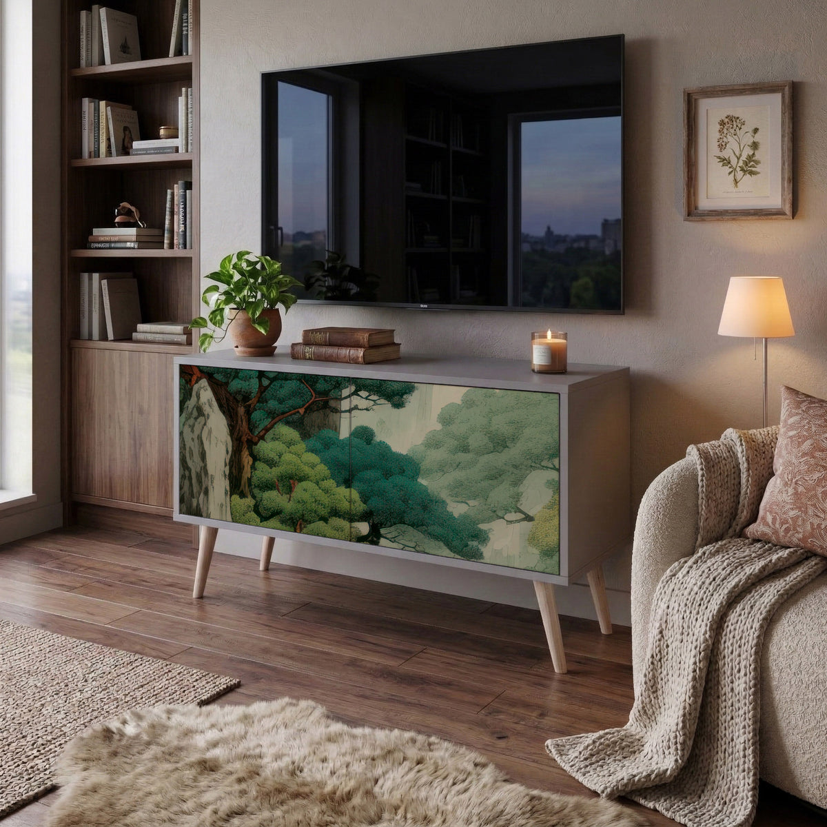 VERDURE ABYSS Mueble de TV Compacto de 2 puertas
