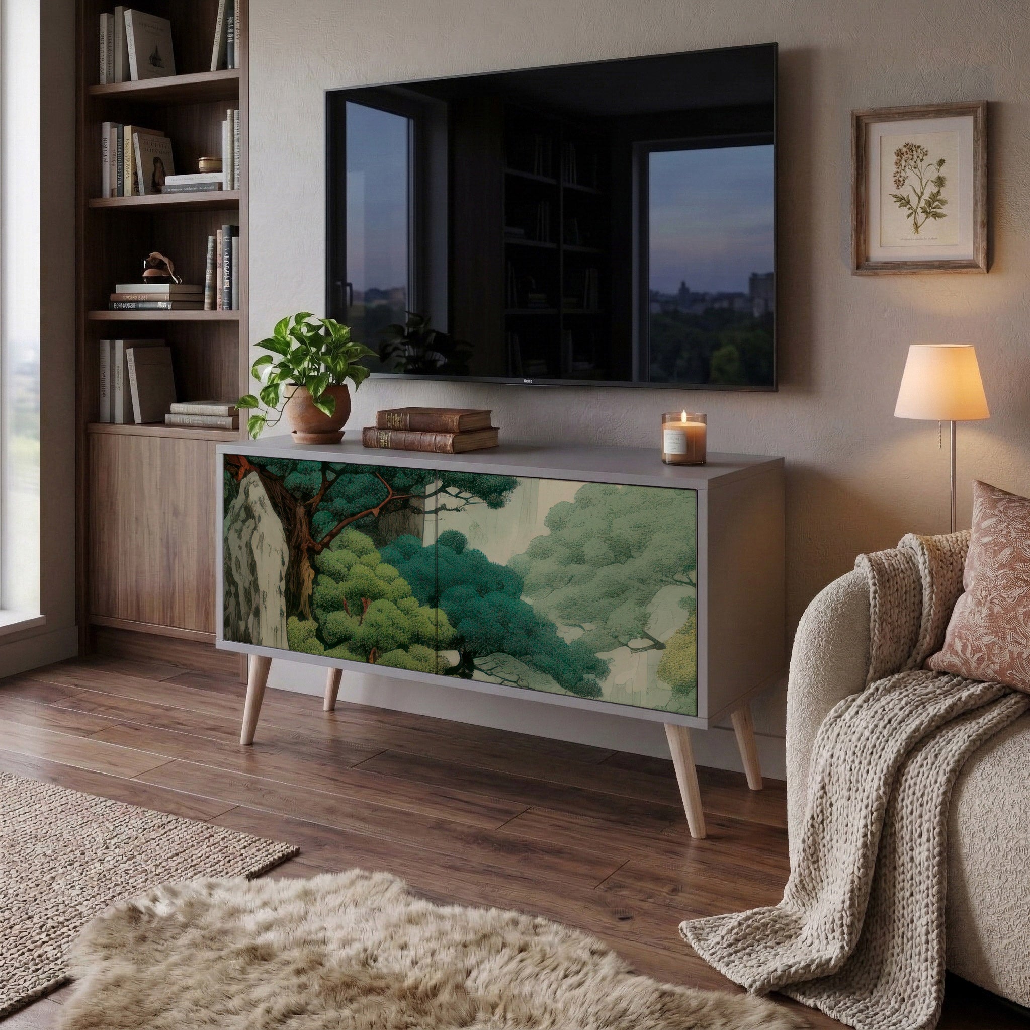 VERDURE ABYSS Mueble de TV Compacto de 2 puertas