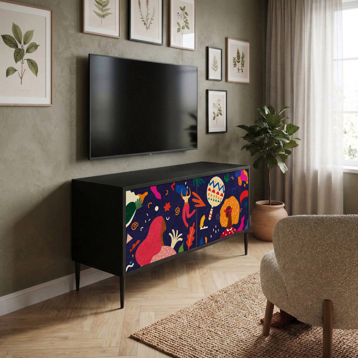 FESTIVE PLEASURES Mueble de TV Compacto de 2 puertas