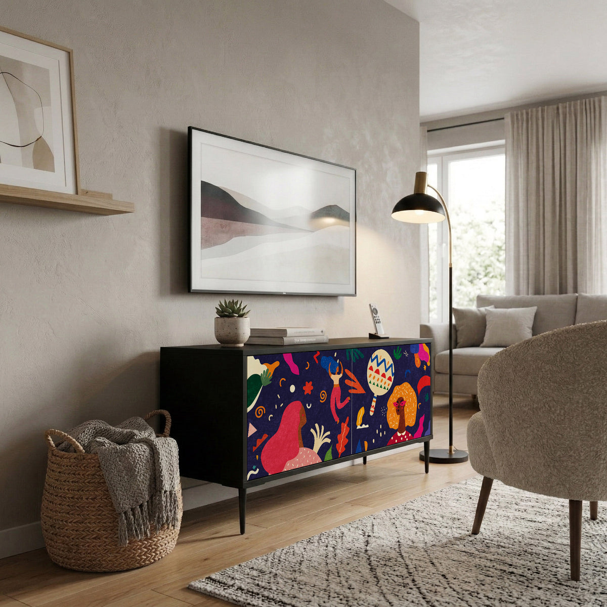 FESTIVE PLEASURES Mueble de TV Compacto de 2 puertas