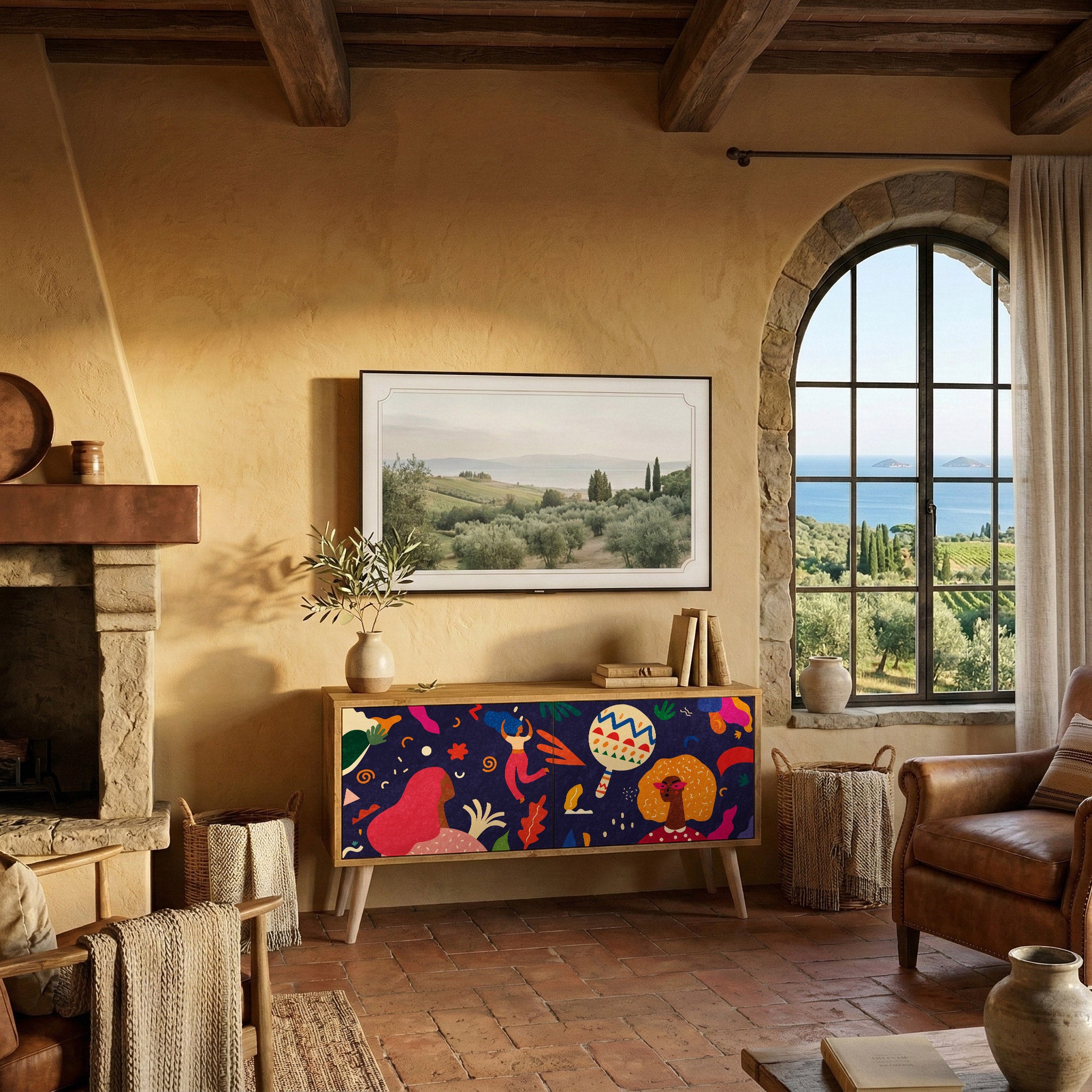 FESTIVE PLEASURES Mueble de TV Compacto de 2 puertas